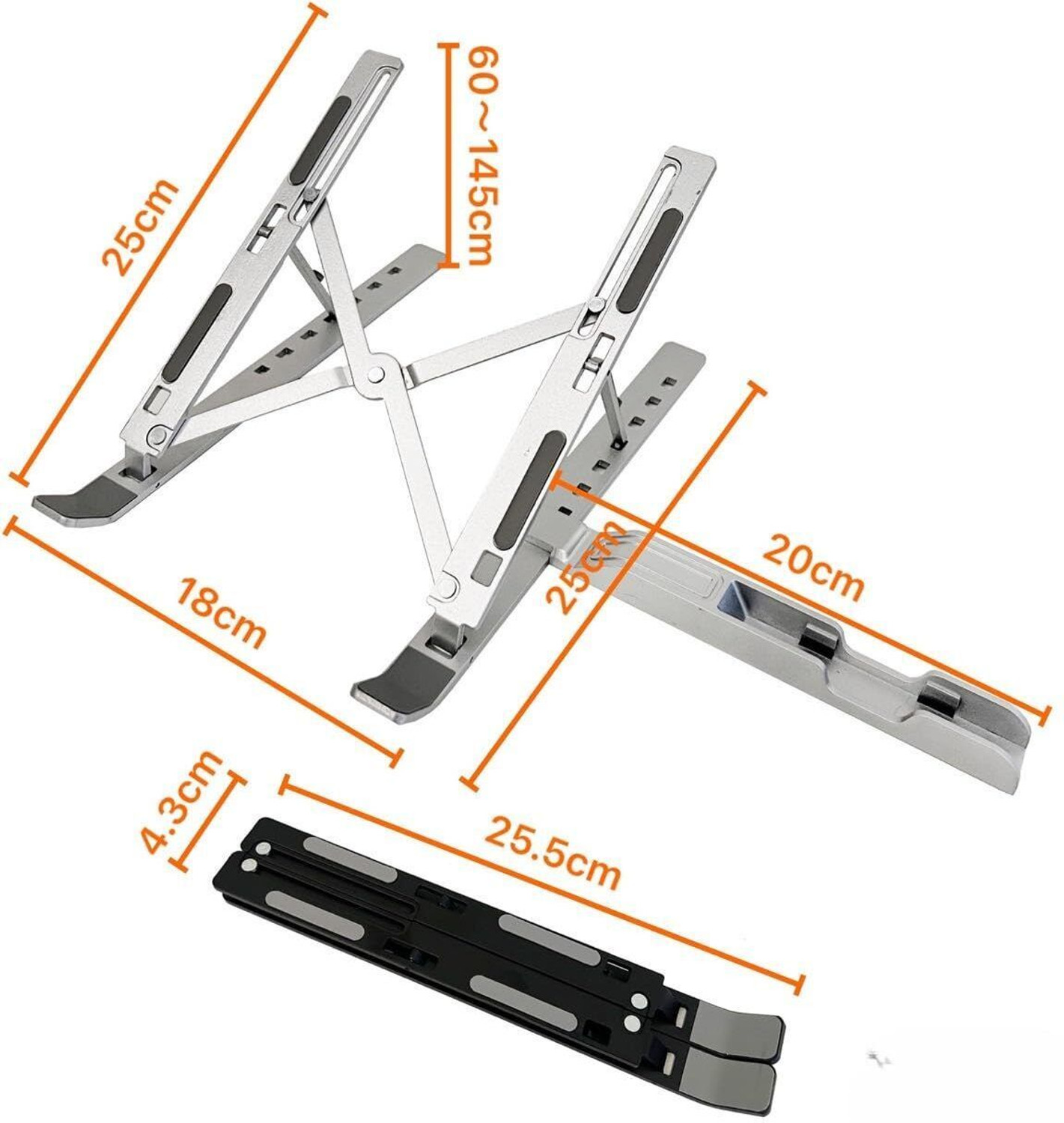 Image of TARKAN 2 in 1 Portable & Foldable Laptop Stand + Mobile Stand Aluminium Desk Stand Laptop Stand with Adjustable Height Compatible with Universal Laptops