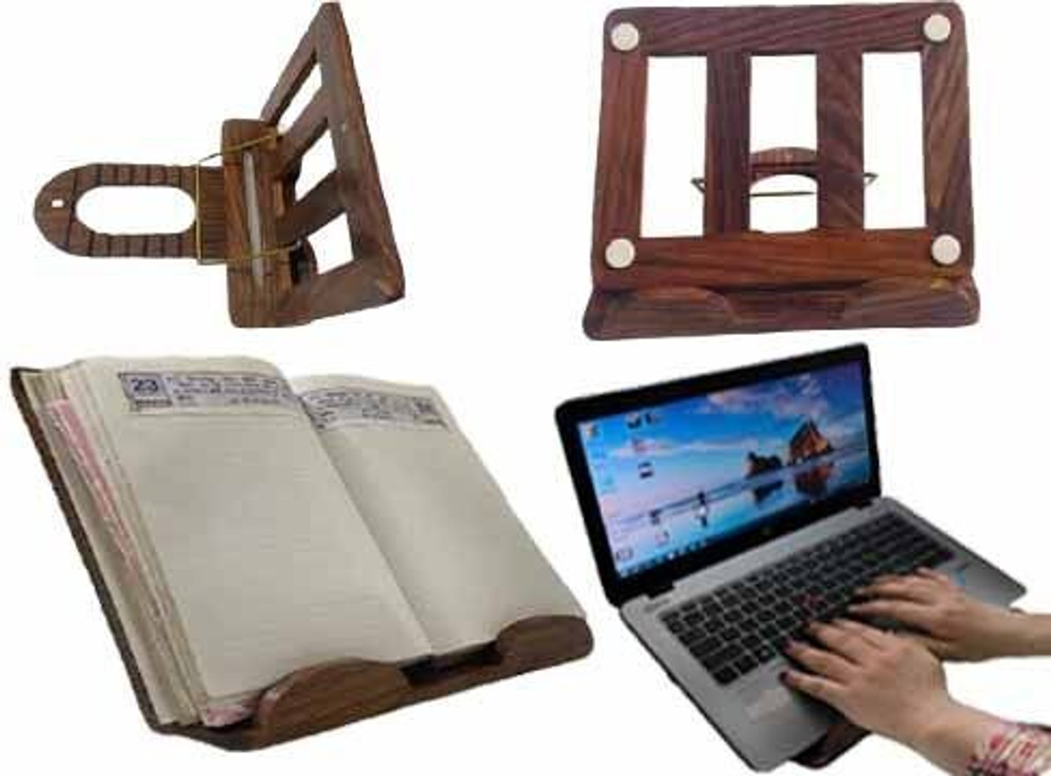 Image of KHUSUBHDECOR WOODEN LABTOP TABLE CH7851 Wooden Floor and Desk Stand Rotatable Laptop Stand with Adjustable Height Compatible with Universal Laptops