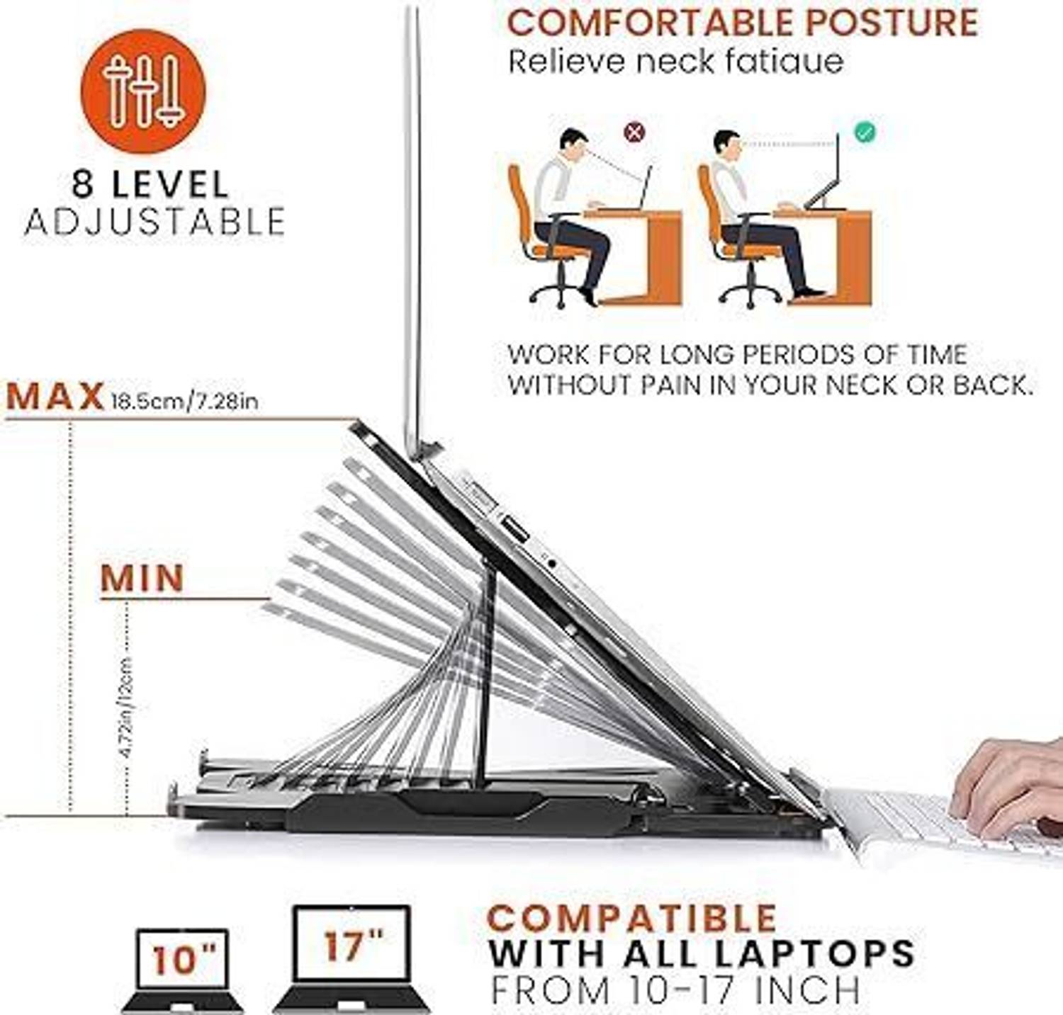 STRIFF Laptop Stand Black for 9-15.6 inch Laptops - Image 4