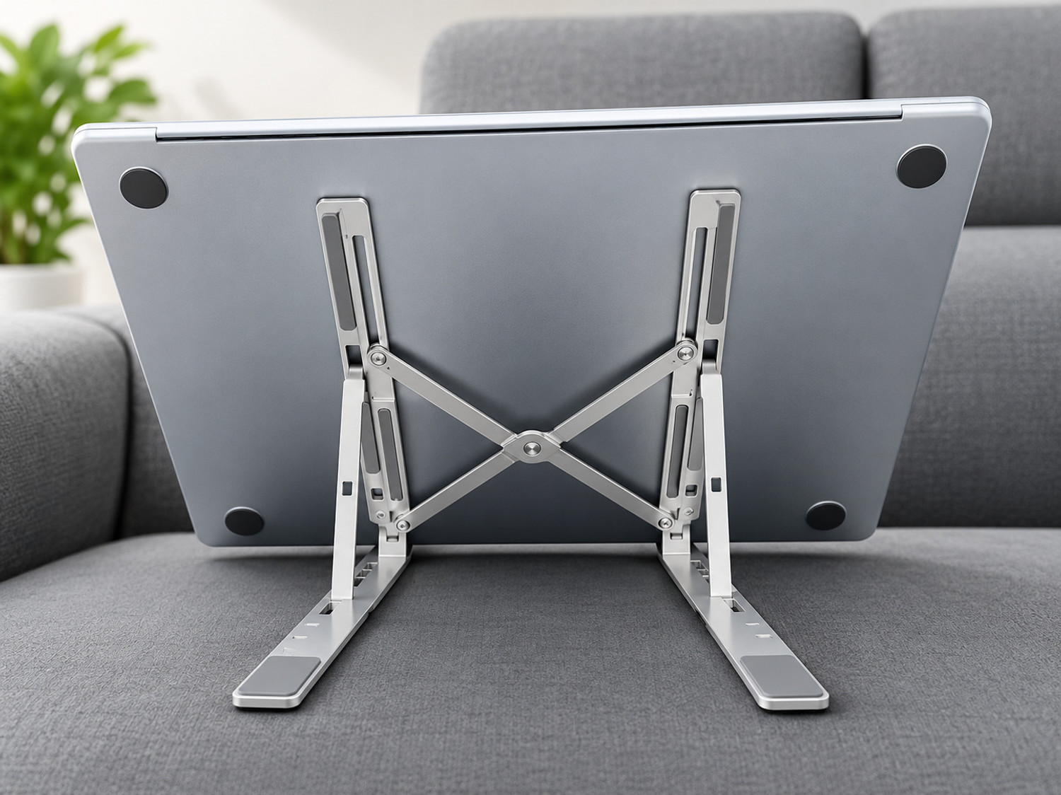 Image of Cipto Folding Height Adjustable Aluminium Foldable Portable Desktop Holder Riser Cast Iron Laptop Stand with Adjustable Height Compatible with Universal Laptops