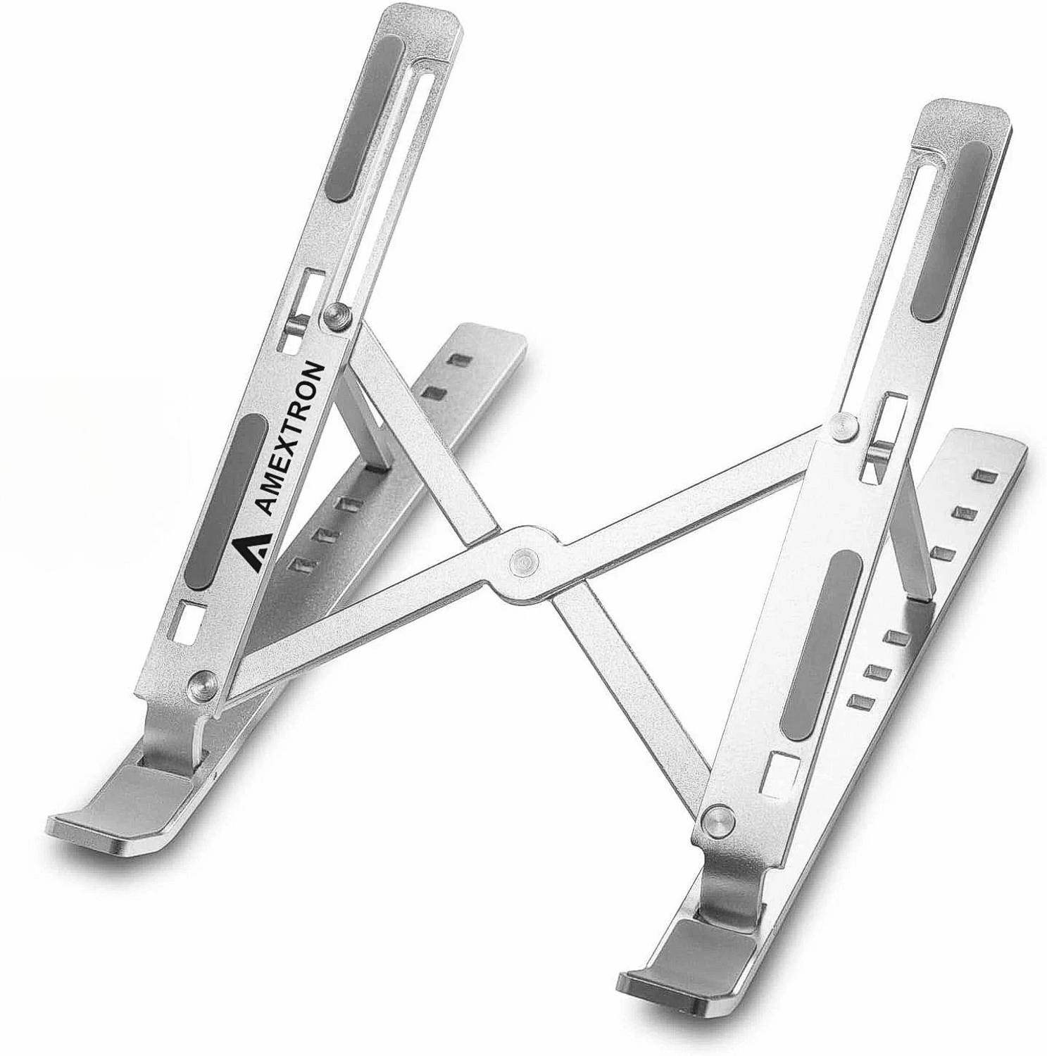 AMEXTRON Aluminium Laptop Stand Adjustable Computer Stand ALS Fold Adjustable aluminum laptop stand Aluminium Laptop Stand with Adjustable Height Compatible with 36 - 39cm, 26 - 35 cm Laptops