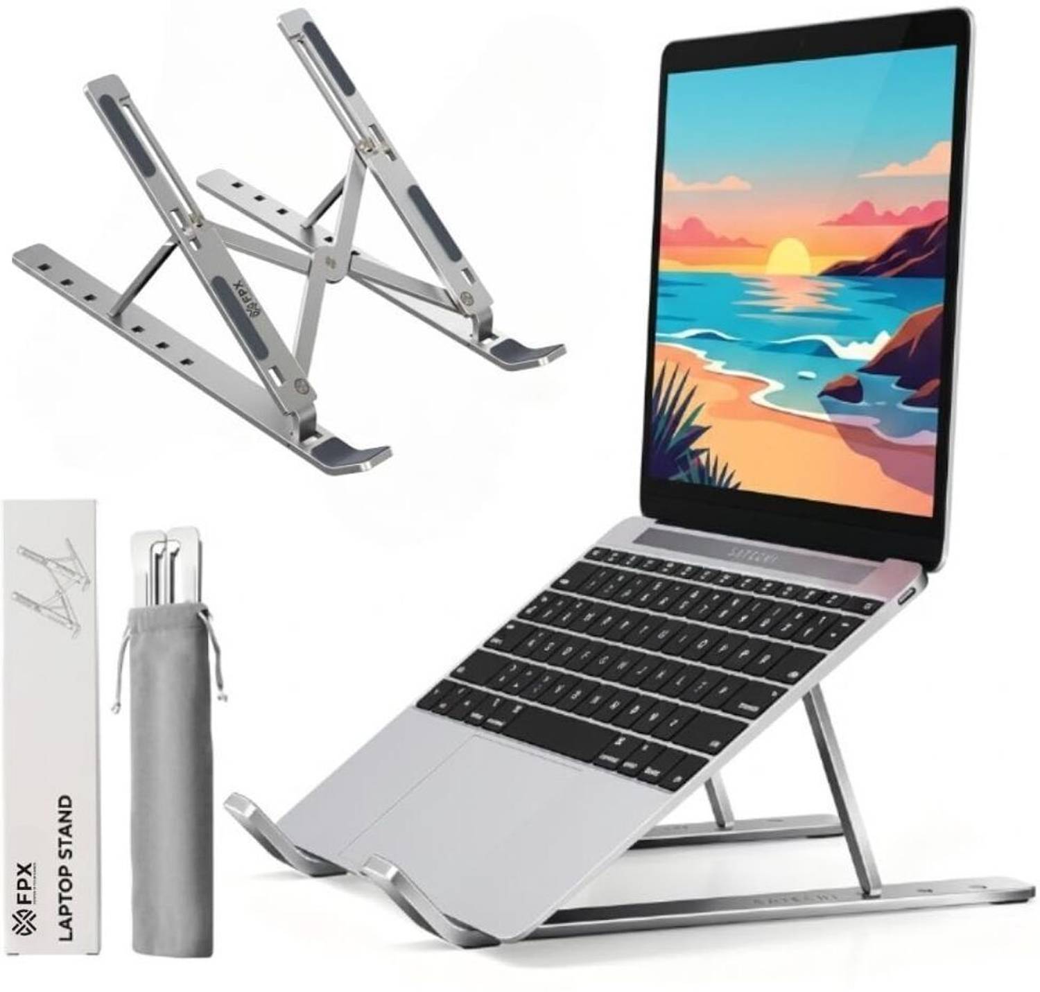 ABlue Clipper Laptop Stand Ergonomic Foldable Laptop Stand Portable Aluminium Aluminium Rotatable Laptop Stand with Adjustable Height Compatible with Universal Laptops