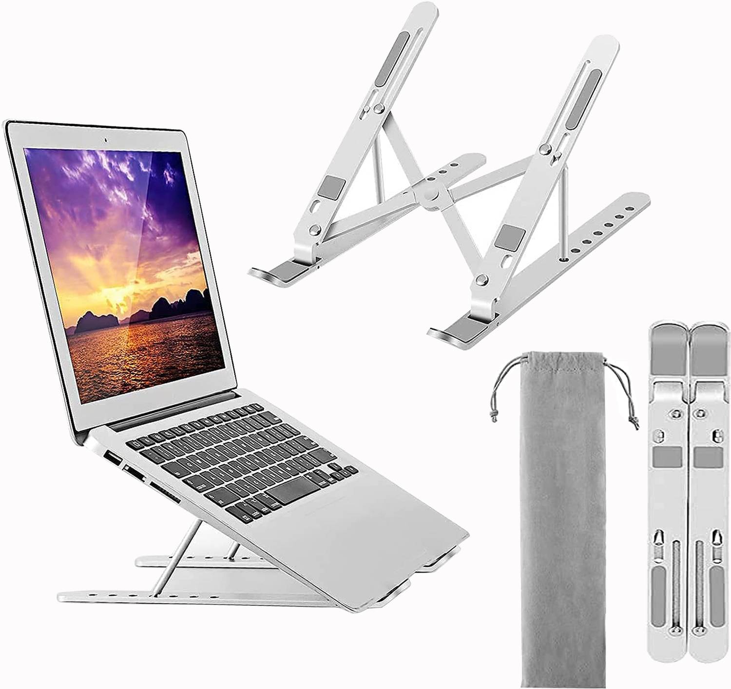 RkshoppingzonE ALUMINIUM LAPTOP STAND Floor -Desktop Laptop Stand_157 Aluminium Laptop Stand with Adjustable Height Compatible with Universal Laptops