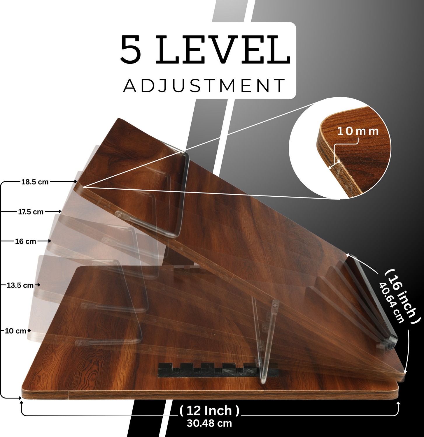 Image of Novelty Store 1 Compartments Wooden, MDF Laptop Stand, Table Top (Teak) 12x16