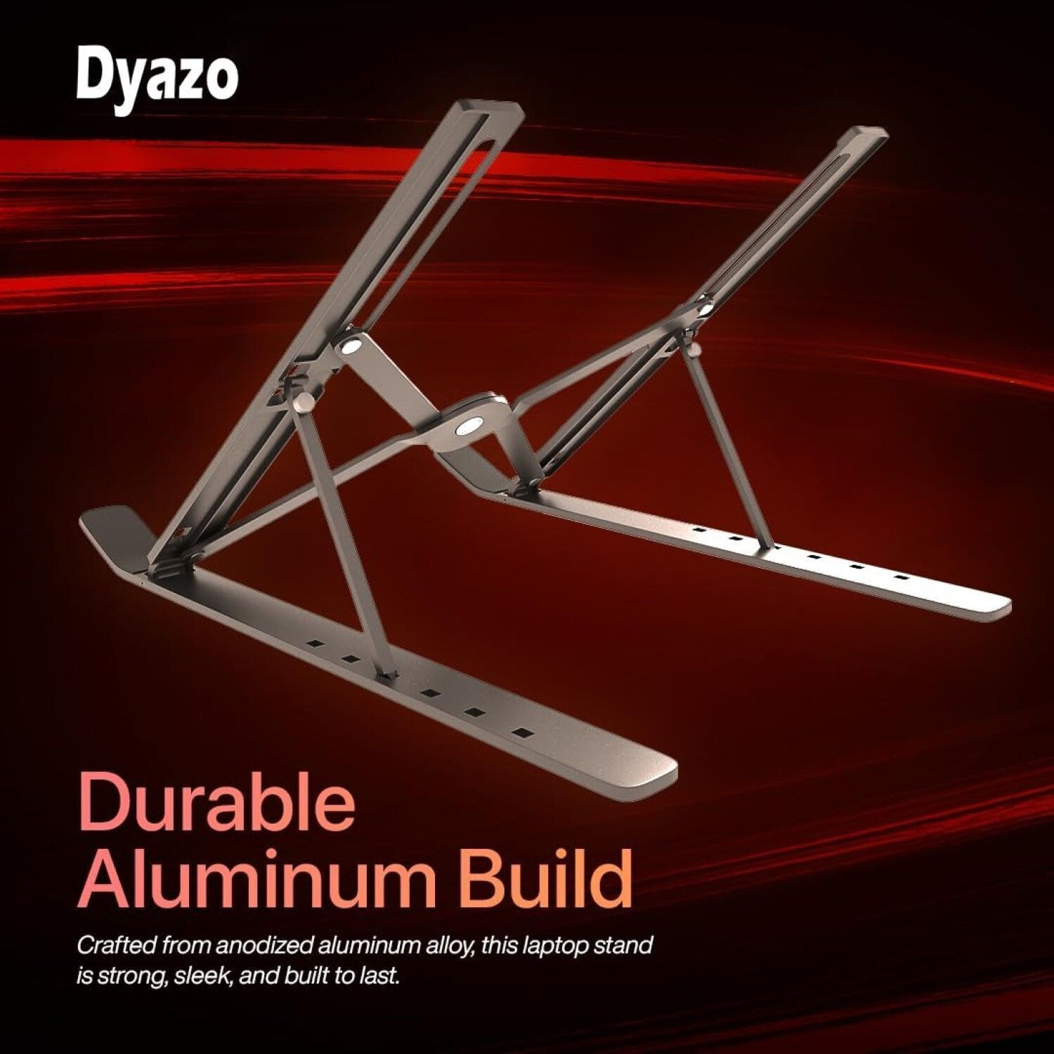 Image of Dyazo Plus 6 Angles Laptop Stand Holder Ergonomic Foldable and Portable Tabletop Aluminium Desk Stand Laptop Stand with Adjustable Height Compatible with Universal Laptops