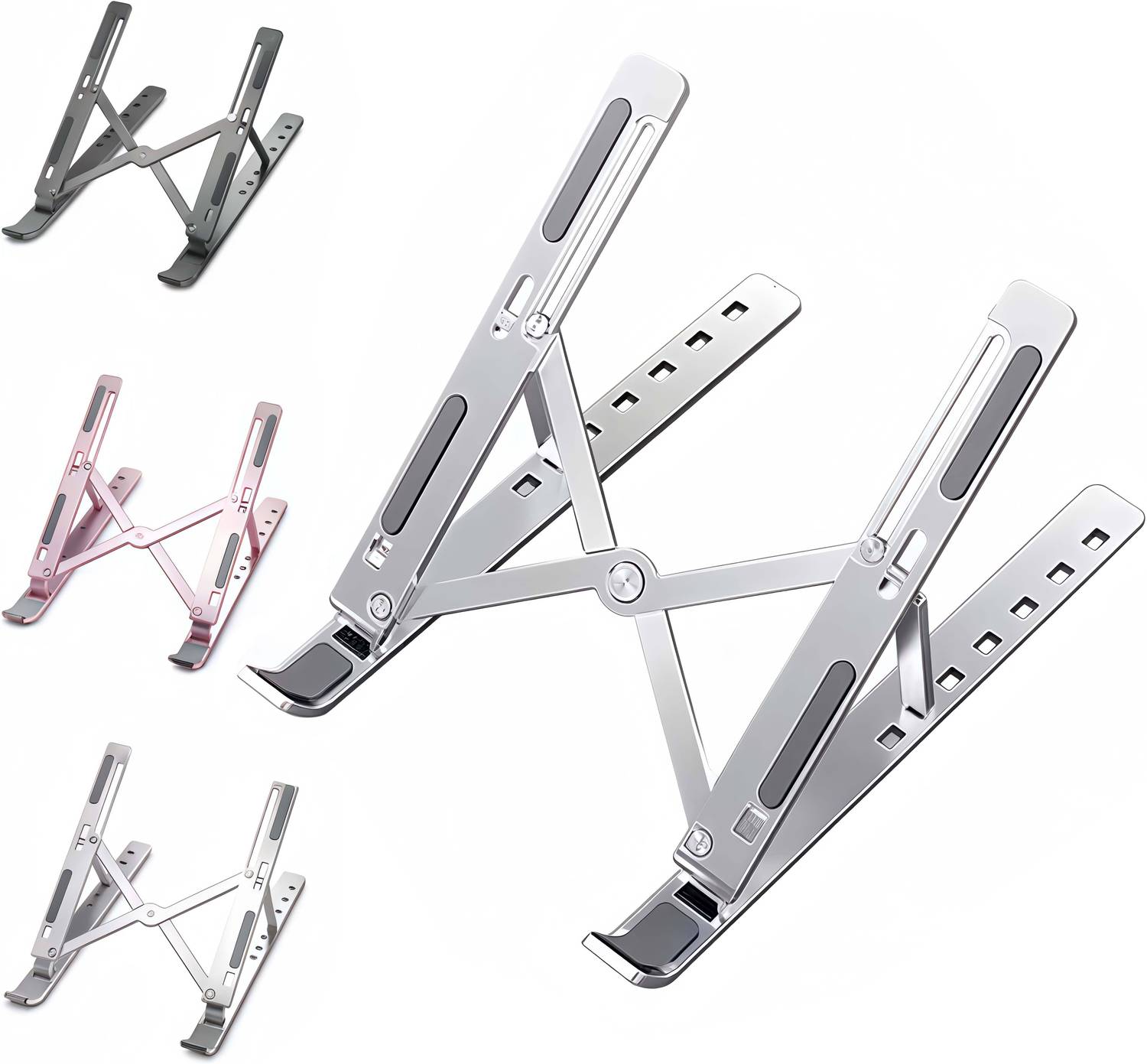 ABlue Clipper Foldable Adjustable Laptop Stand Adjustable Aluminium Laptop Stand Foldable Portable Ergonomic Holder Aluminium Rotatable Laptop Stand with Adjustable Height Compatible with Universal Laptops