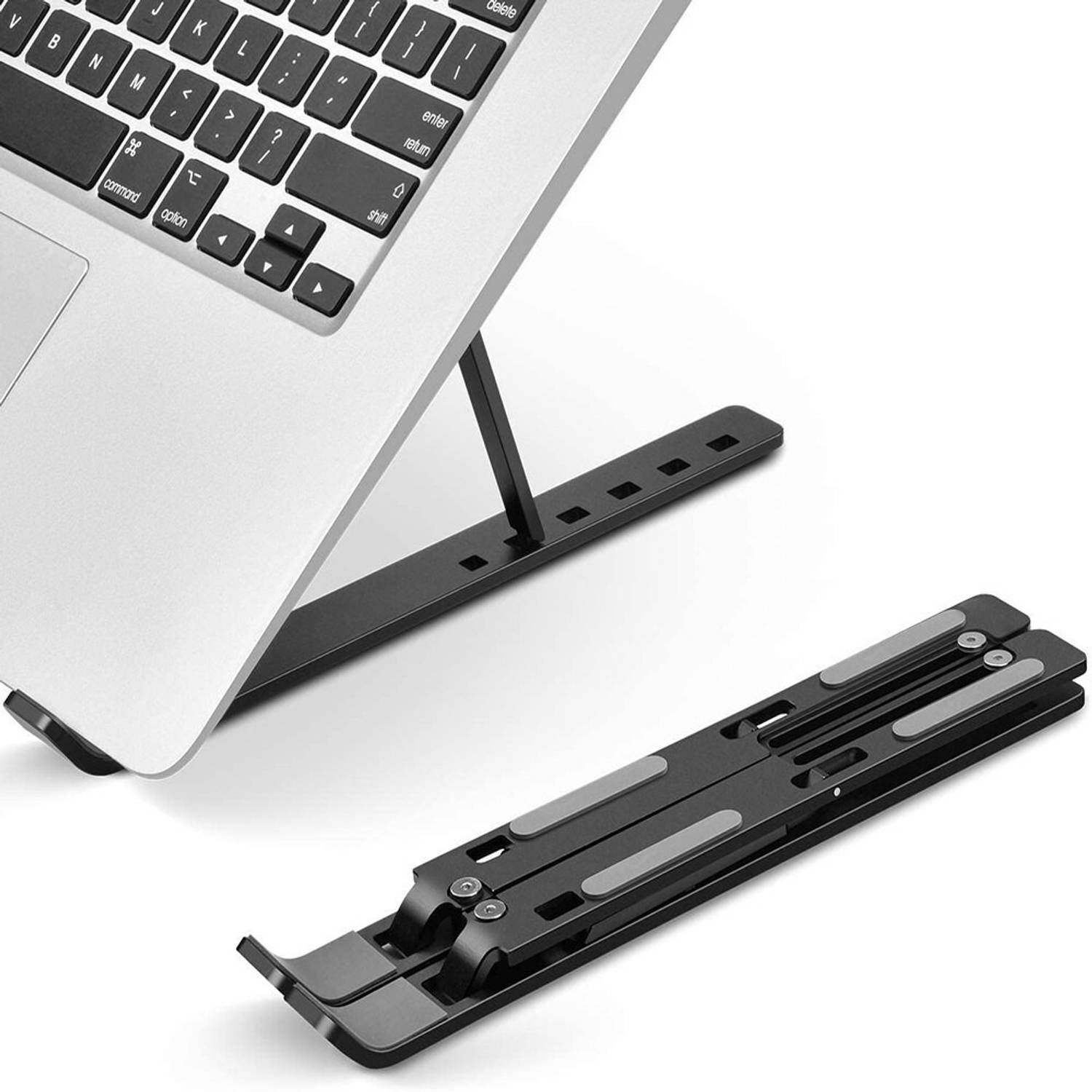 Amazm Aluminium Laptop Stand Anti Slip Portable Foldable Compatible for All Laptops & Tablets up to 14 inches Plastic Rotatable Laptop Stand with Adjustable Height Compatible with Universal Laptops