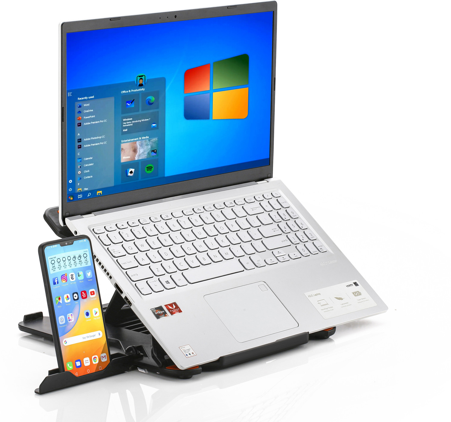 Image of STRIFF X LAPTOP STAND Multi-Angle Stand Phone Stand Portable Foldable Laptop Riser Plastic Desk Stand Laptop Stand with Adjustable Height Compatible with Universal Laptops