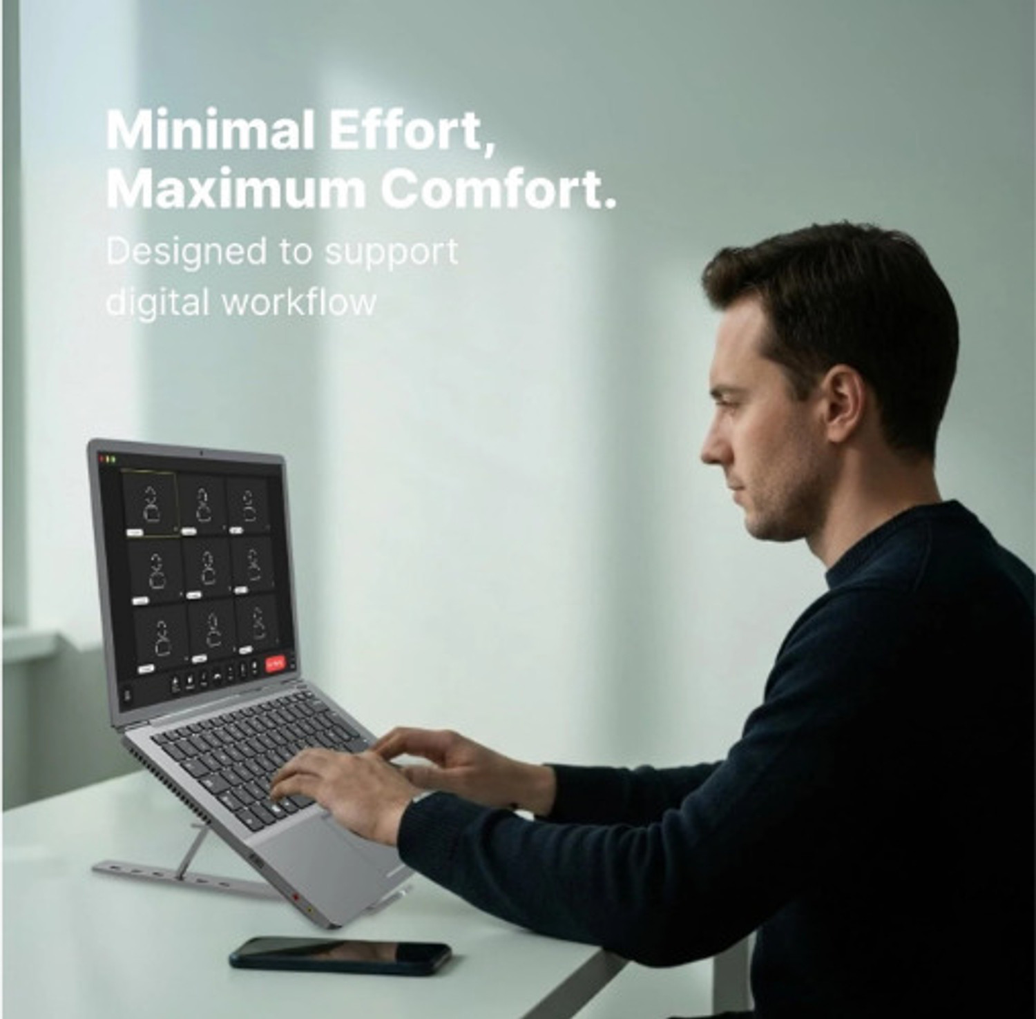 Image of Cipto Folding Height Adjustable Aluminium Foldable Portable Desktop Holder Riser Aluminium Laptop Stand with Adjustable Height Compatible with Universal Laptops