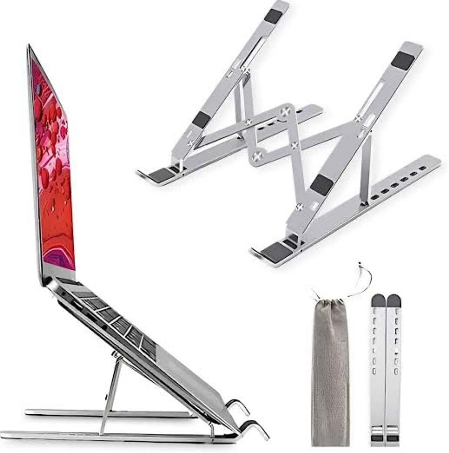 Arceus Portable Aluminium Laptop Stand with Adjustable Angle, Lightweight D281 Adjustable Aluminium Laptop Stand for Office, Work from Home and Study J281 Aluminium Rotatable Laptop Stand with Adjustable Height Compatible with Universal Laptops