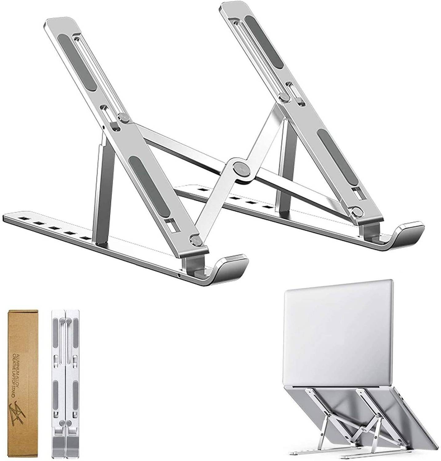 ABlue Clipper Alluminium Laptop Stand, Adjustable Computer Riser Stand for Desk Aluminium Laptop Stand with Adjustable Height Compatible with Universal Laptops