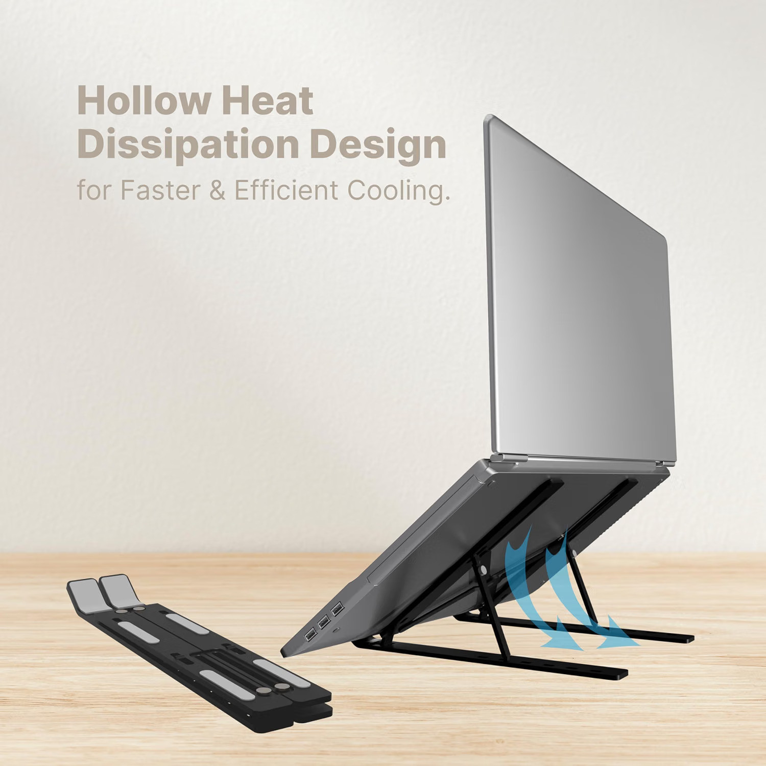 Image of TRYLA Aluminum 7 Adjustable Foldable Portable Laptop Stand Aluminium Laptop Stand with Adjustable Height Compatible with Universal Laptops (Black)