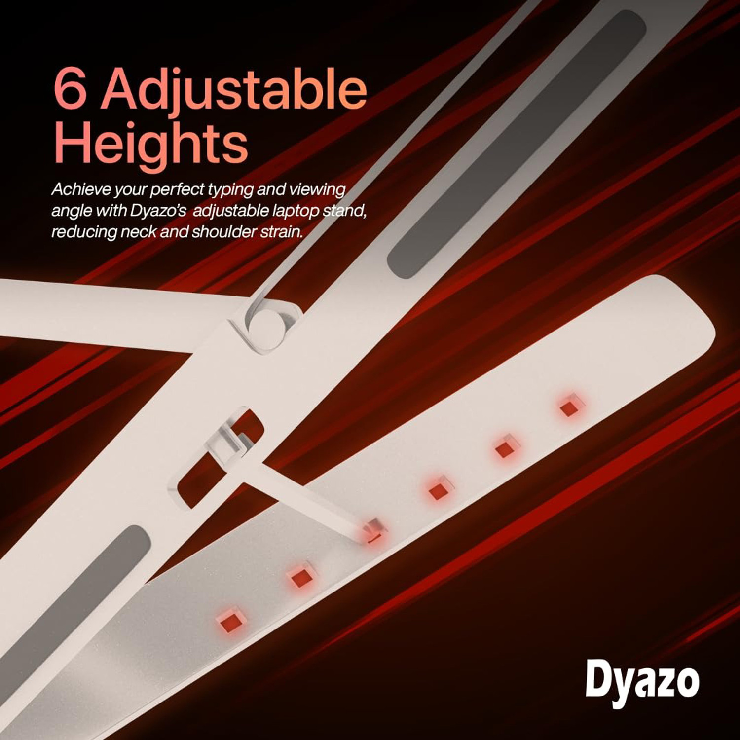 Image of Dyazo Plus 6 Angles Laptop Stand Holder Ergonomic Foldable and Portable Tabletop Aluminium Desk Stand Laptop Stand with Adjustable Height Compatible with Universal Laptops
