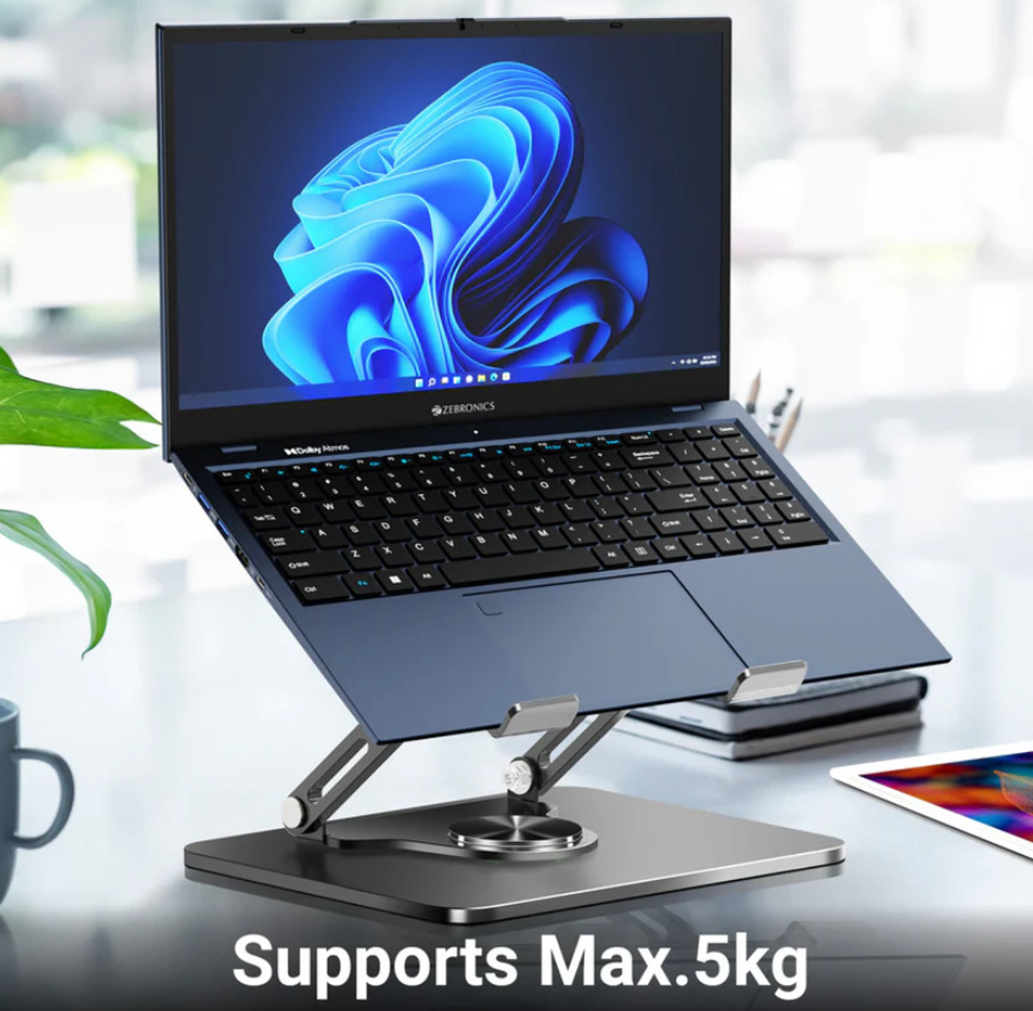 Image of ZEBRONICS NS3000 PRO NS3000 PRO Carbon Steel Rotatable Laptop Stand Compatible with 40 - 44cm Laptops