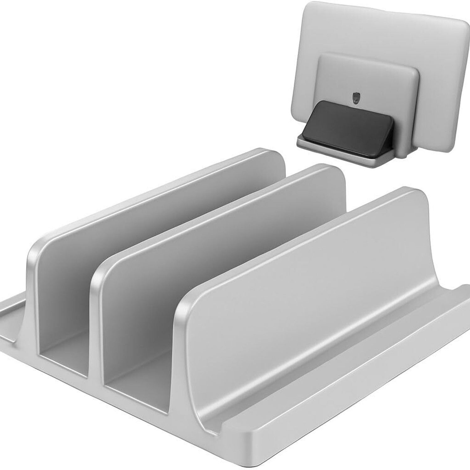 Image of TARKAN 2-Slot Desk Space Saving Organizer, Vertical Laptop Stand Plastic Desk Stand Laptop Stand Compatible with Universal Laptops