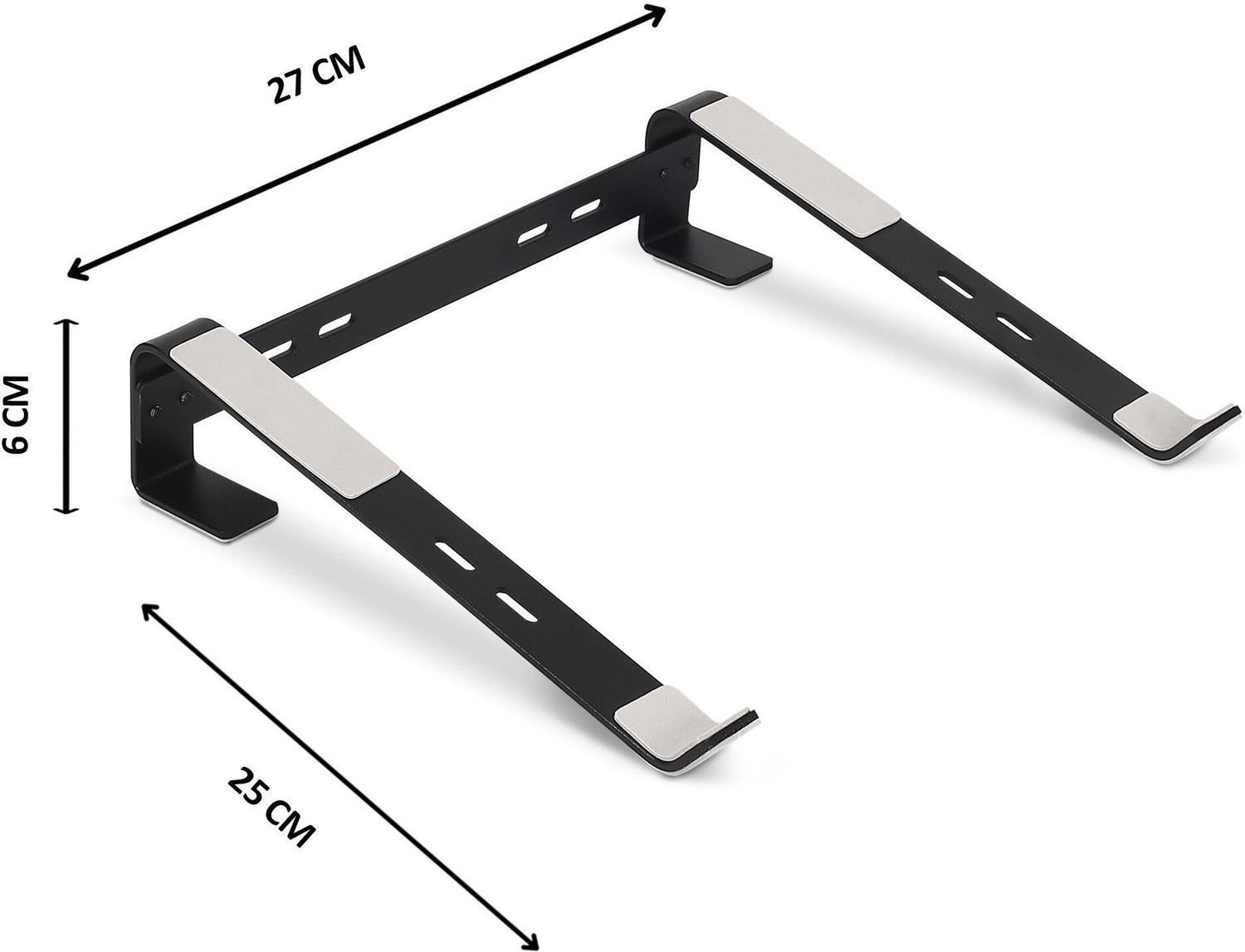 Image of AMEXTRON Aluminium Portable Laptop Stand with Height Adjustable & Foldable Stand for MacBook, HP, Dell, & all Other device Iron Laptop Stand Compatible with 26 - 35 cm Laptops