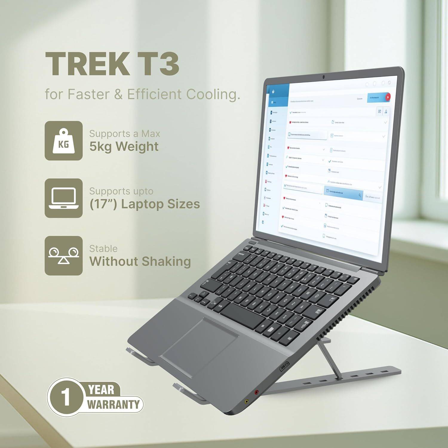 GEONIX Trek T3 Aluminium Laptop Stand - Image 4
