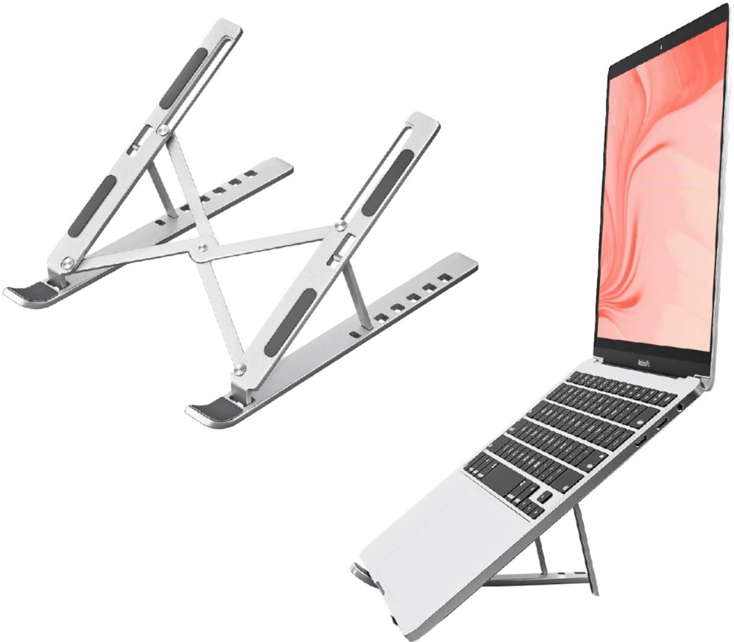 Gentle e kart Aluminum 6 Adjustable Foldable Portable Laptop Stand Desktop Tablet Stand Aluminium Laptop Stand Compatible with Universal Laptops