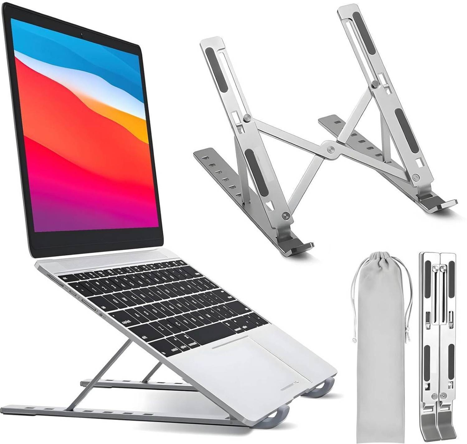 ABlue Clipper ELITEWAVE 7 Angles Adjustable Foldable Portable Tabletop Laptop/Desktop Riser Stand Aluminium Rotatable Laptop Stand with Adjustable Height Compatible with Universal Laptops