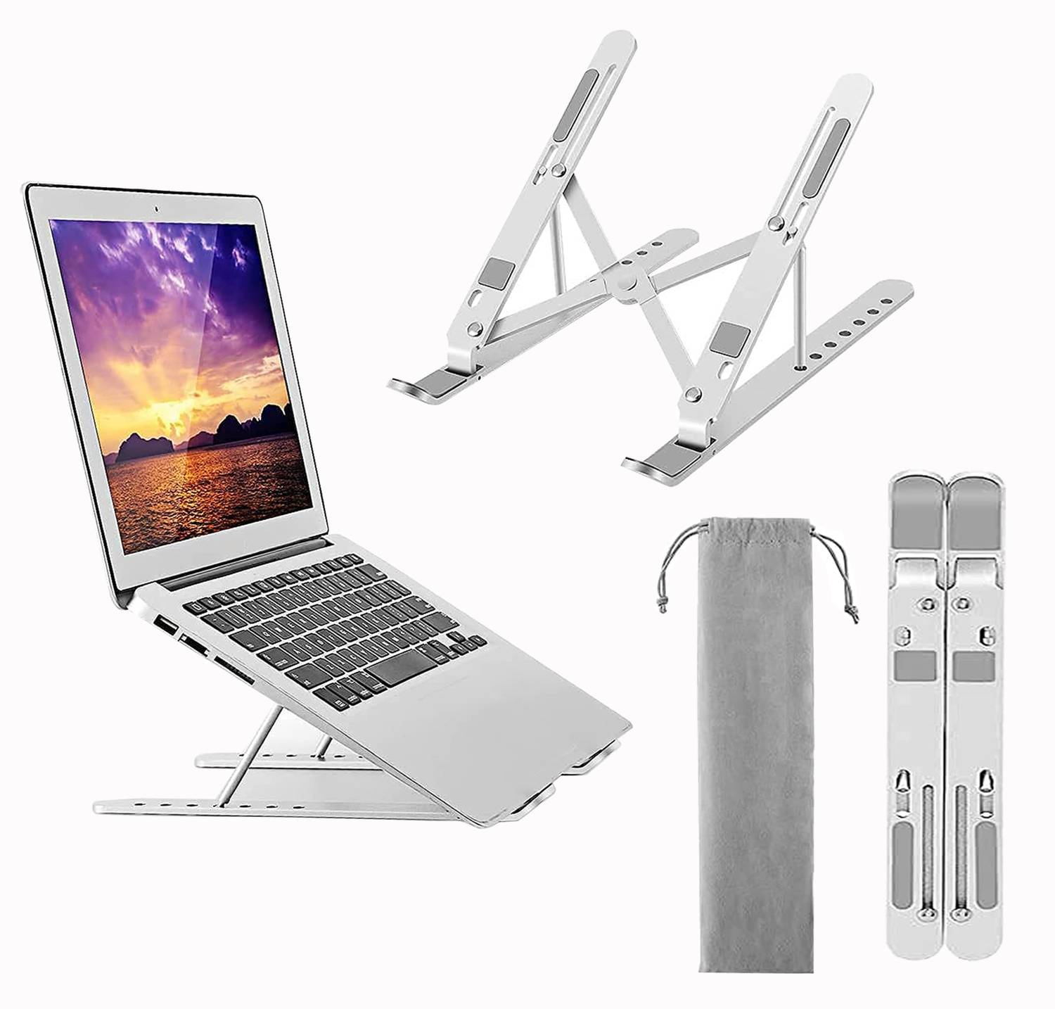 Bourke ALUMINIUM LAPTOP STAND Floor -Desktop Laptop Stand_103 Aluminium Laptop Stand with Adjustable Height Compatible with Universal Laptops