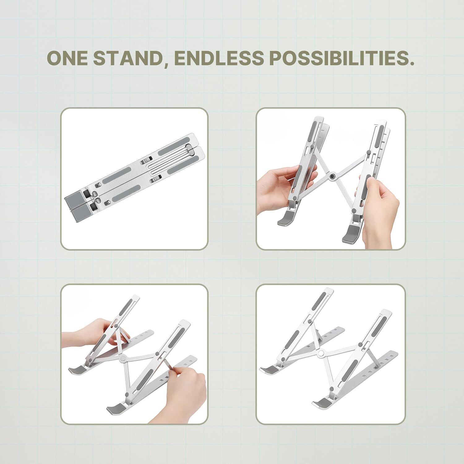 Image of GEONIX Trek T3 GXT3CH Aluminium Laptop Stand with Adjustable Height Compatible with 40 - 44cm Laptops