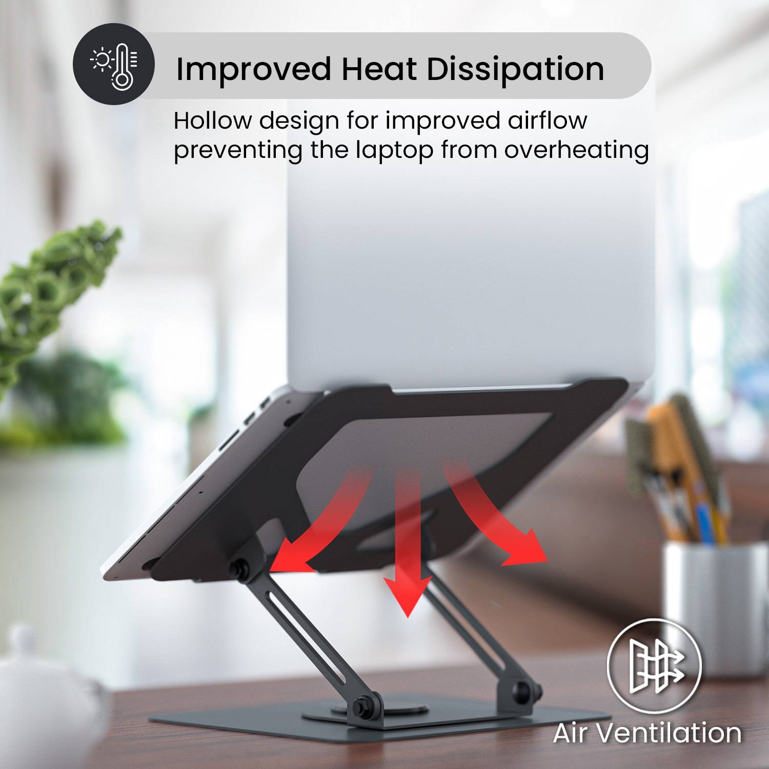 Portronics My Buddy K11 Laptop Stand, 360° Rotatable Metal - Image 4
