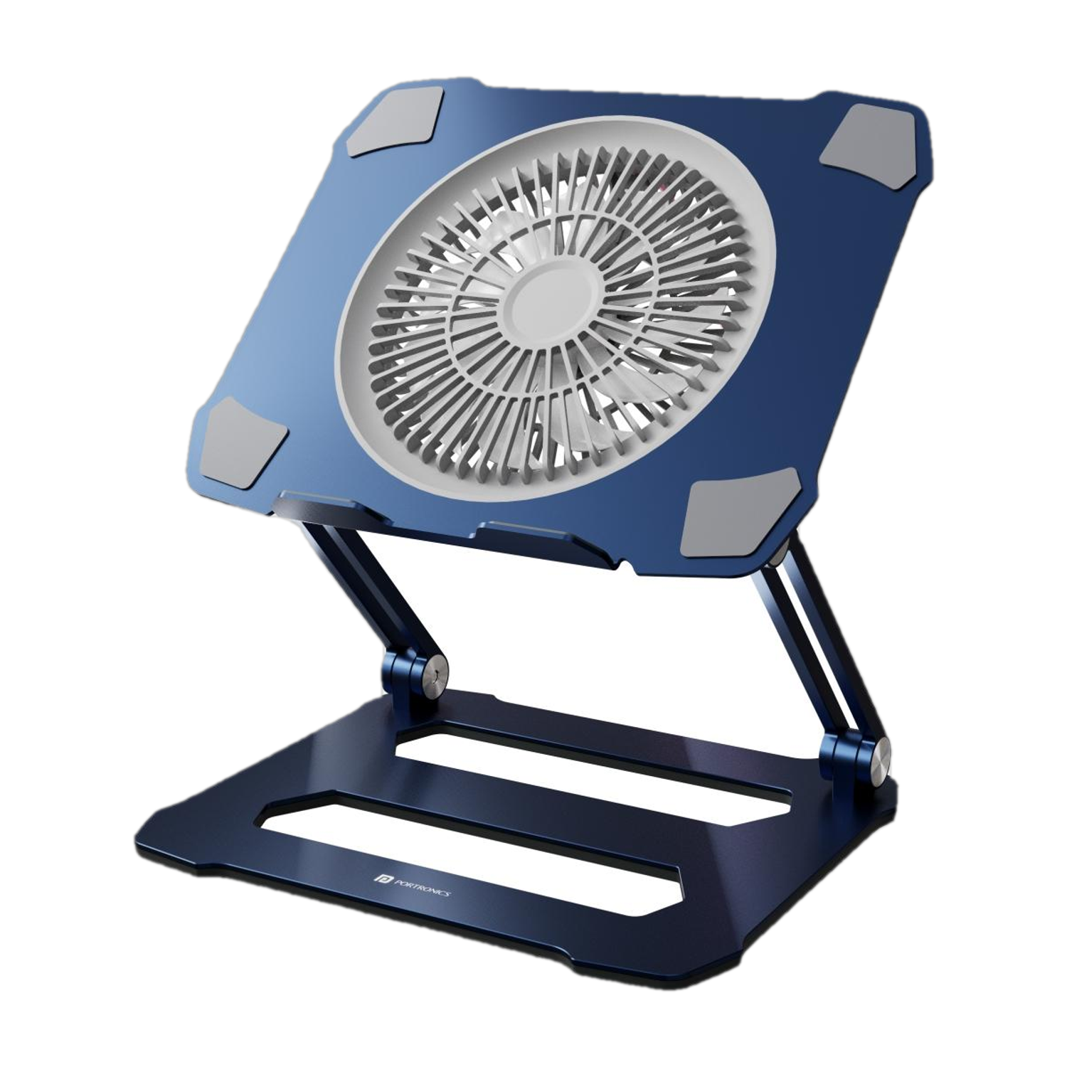 Portronics My Buddy K10 Portable Laptop Stand with USB Powered Cooling Fan Metal Carbon Steel Laptop Stand with Adjustable Height Compatible with Universal Laptops