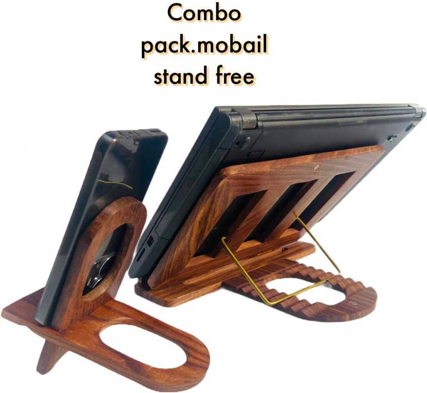 OnlineCraft Wooden laptop height adjustable lightweight eyes protect portable laptop stand ch1001 Wooden Rotatable Laptop Stand with Adjustable Height Compatible with Universal Laptops