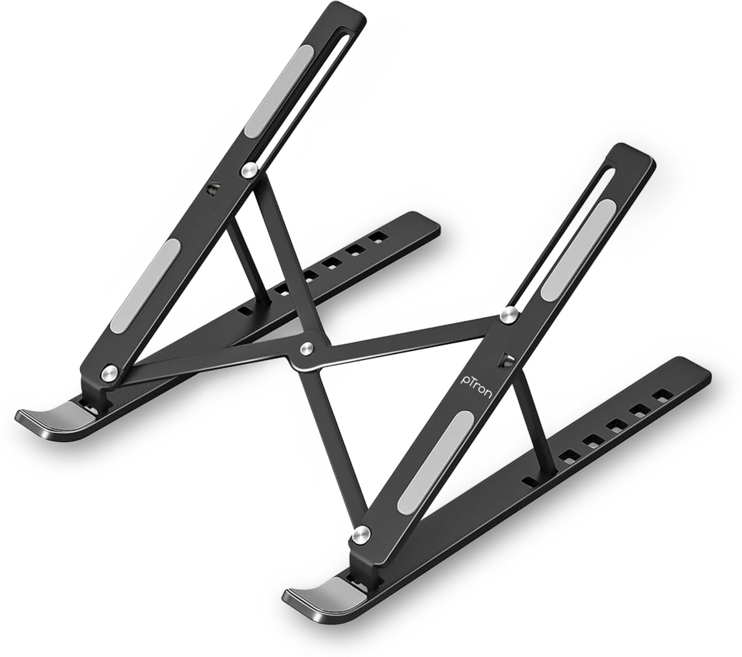 Image of pTron DeskMate M1 DeskMate M1 Aluminium Desk Stand Laptop Stand with Adjustable Height Compatible with Universal Laptops