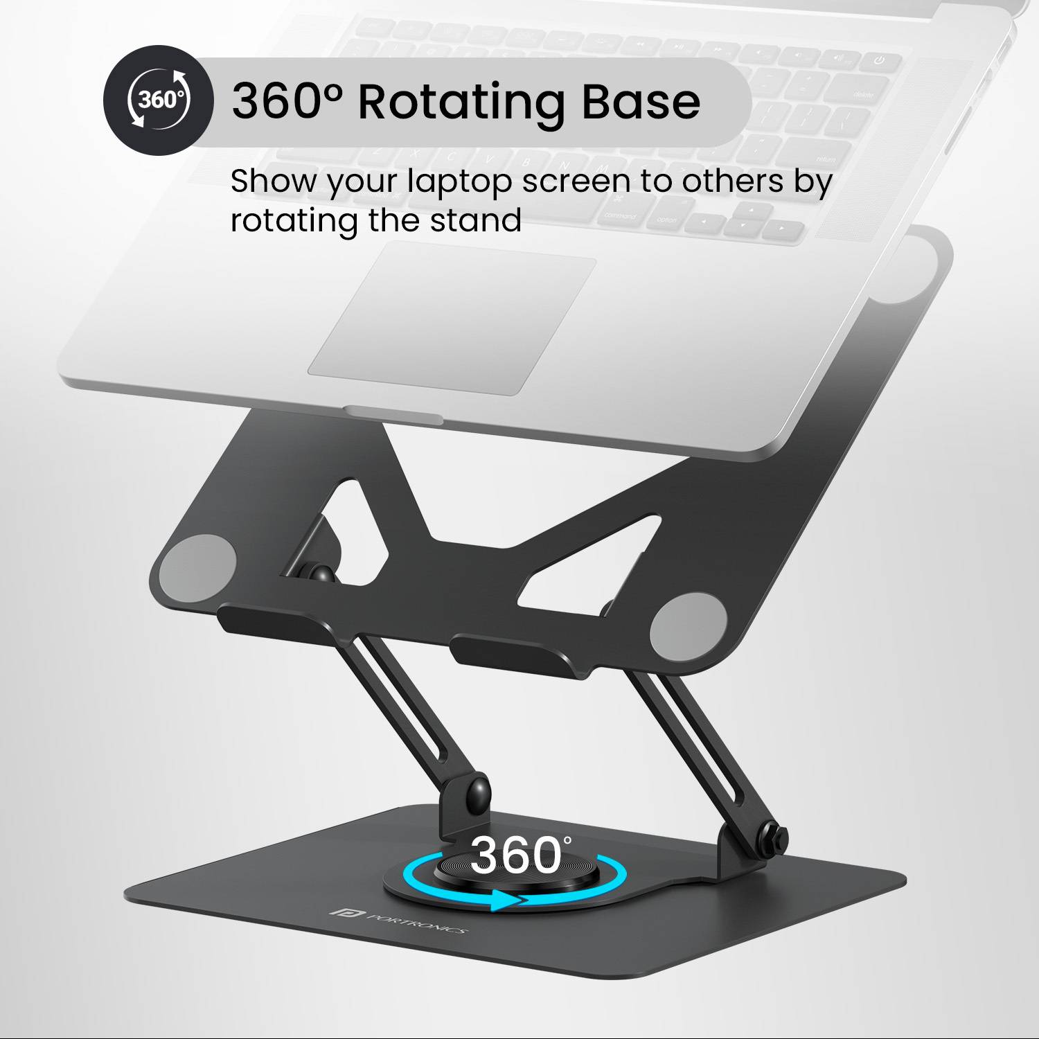 Portronics My Buddy K11 Laptop Stand, 360° Rotatable Metal - Image 2