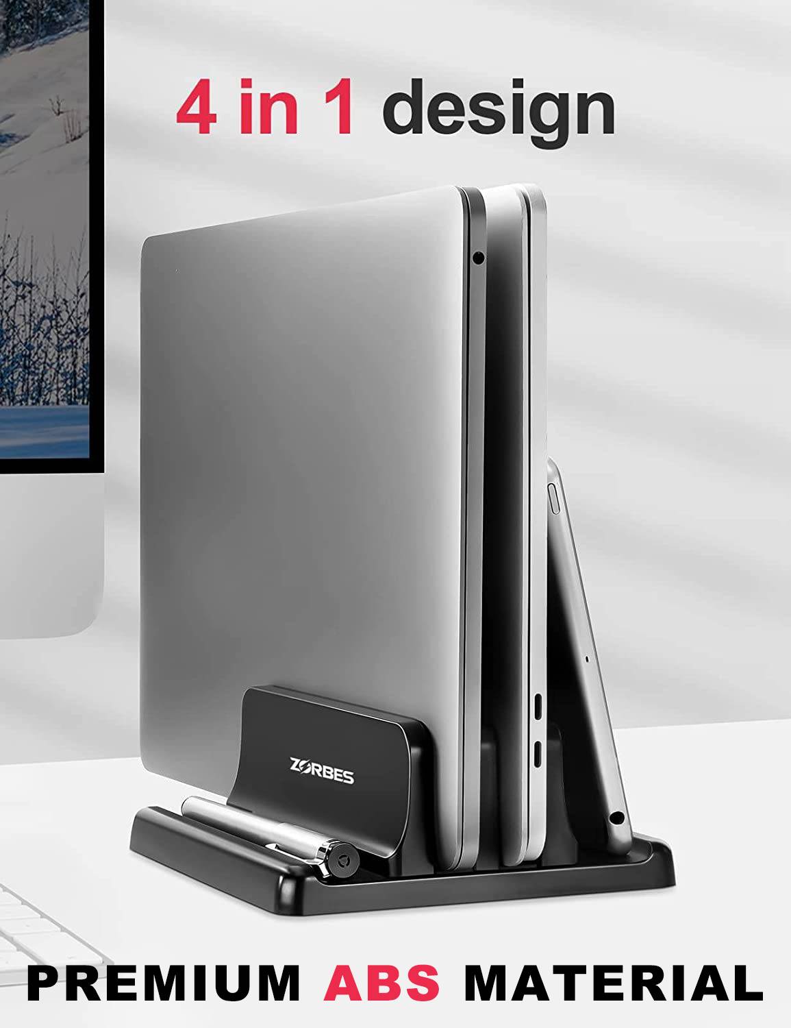 Verilux Laptop Stand for for 17.3in Vertical MacBook Pro Stand MacBook Stand Desktop Laptops Stand Mede of Metal Stainless Steel Rotatable Laptop Stand Compatible with Universal Laptops