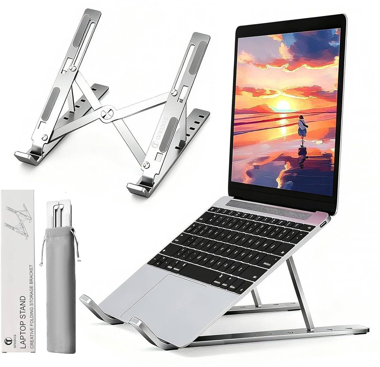 ABlue Clipper Laptop Stand Universal Aluminium Laptop Holder Desk Stand Aluminium Rotatable Laptop Stand with Adjustable Height Compatible with Universal Laptops