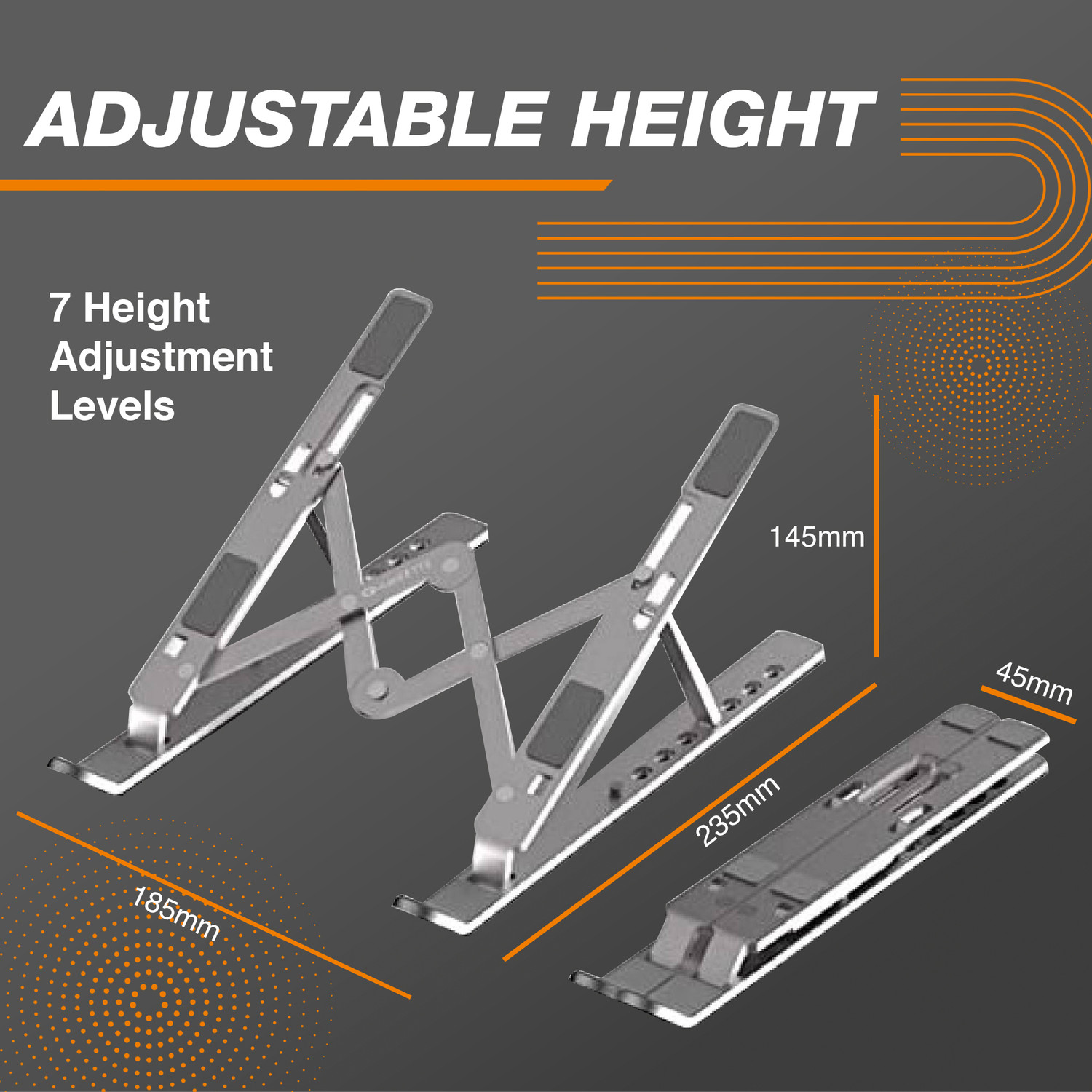 Image of Flipkart SmartBuy Aluminum Adjustable, Multi-Angle, Portable, Foldable, Ergonomic, Tablet Stainless Steel Floor and Desk Stand Laptop Stand with Adjustable Height Compatible with Universal, 26 - 35 cm, 36 - 39cm, 40 - 44cm Laptops