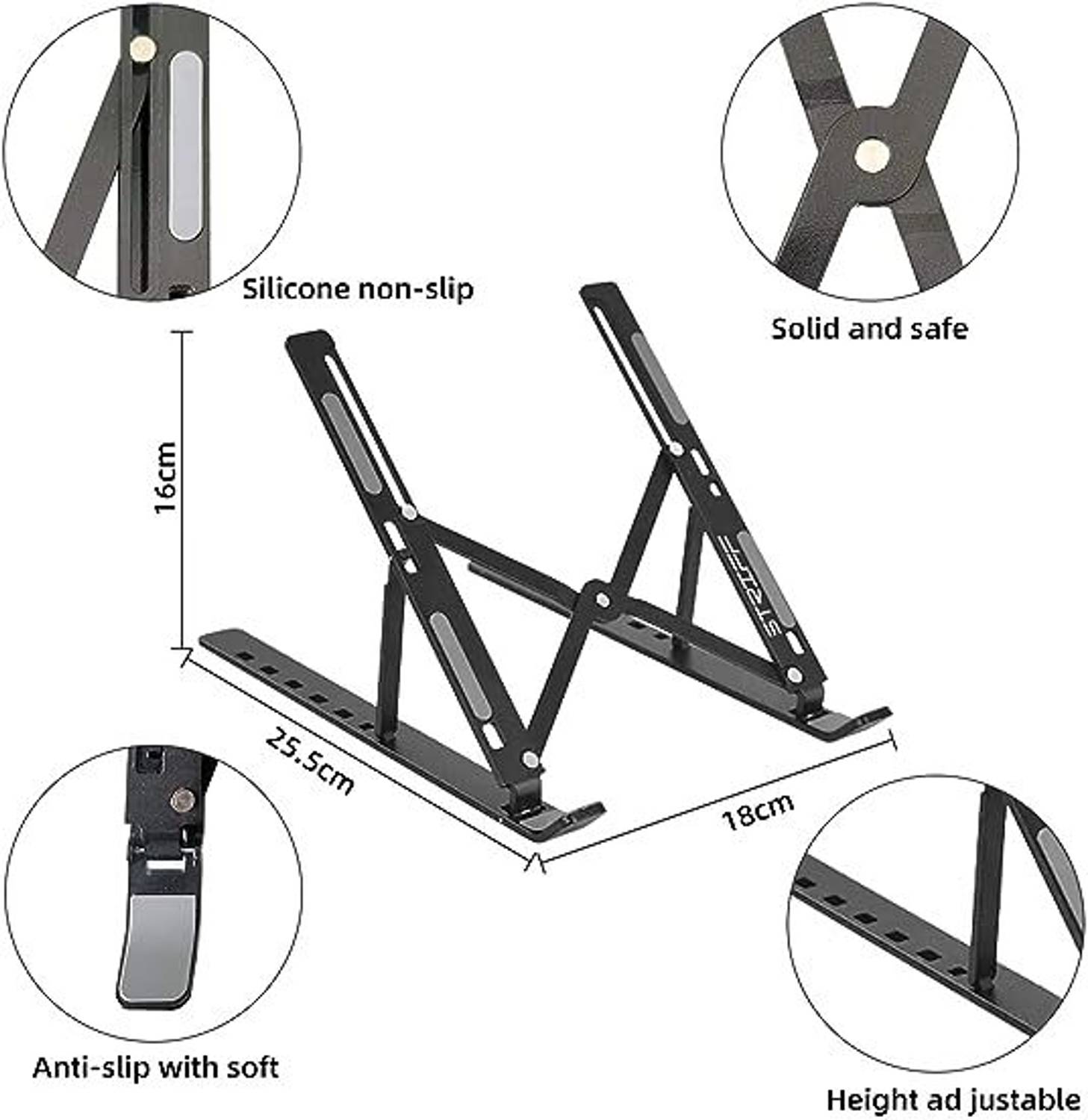 STRIFF Aluminum Laptop Stand Black 15.6' - Image 5