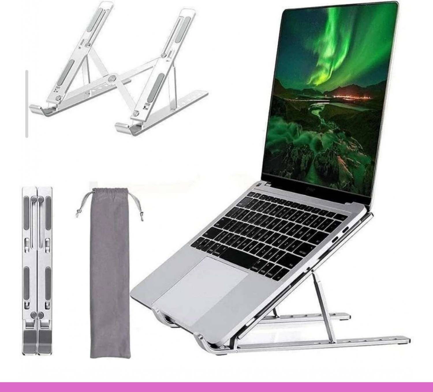 gifthub Foldable Adjustable Laptop Stand for Desk Laptop_Stand-10 Aluminium, Stainless Steel Rotatable Laptop Stand with Adjustable Height Compatible with Universal Laptops