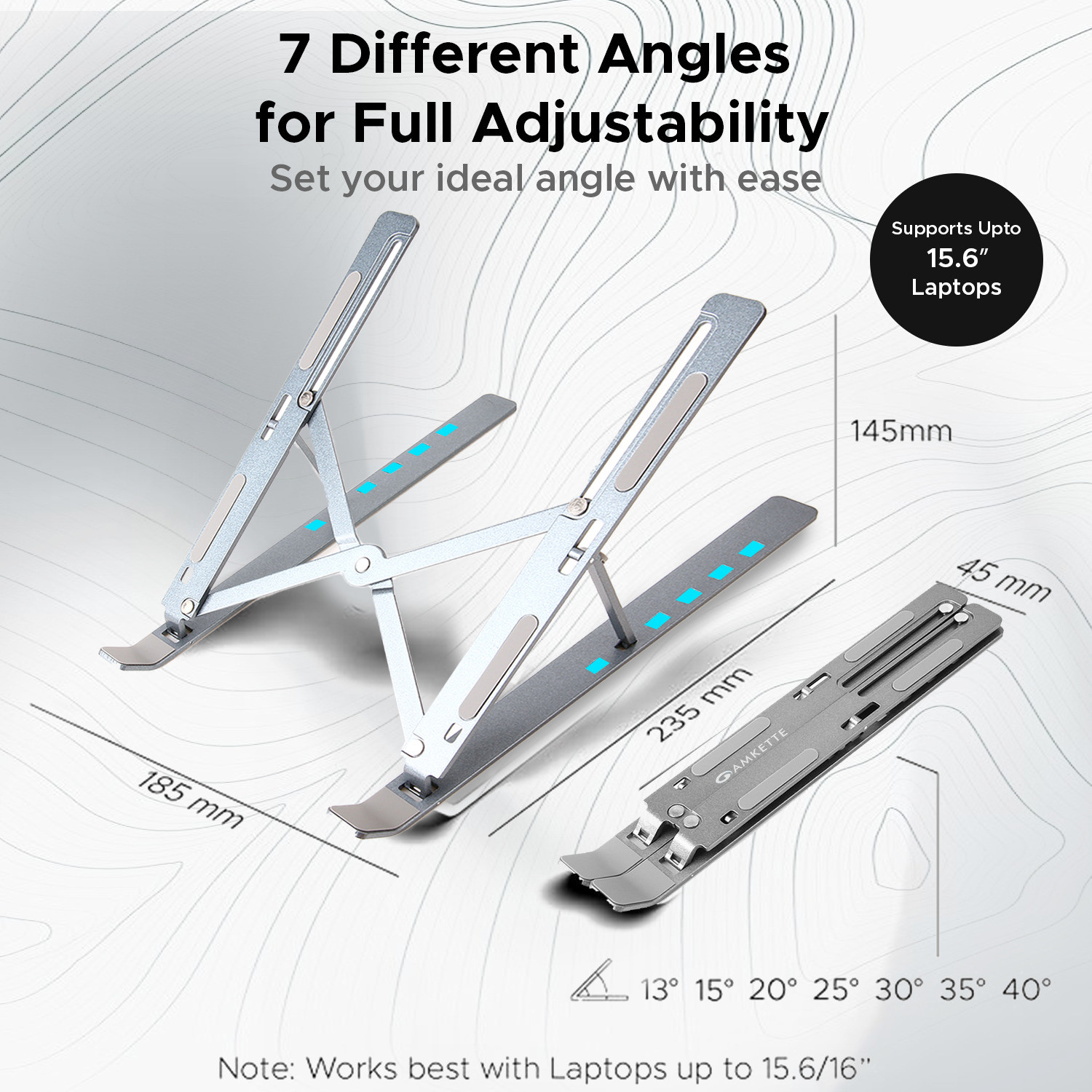 Image of AMKETTE Ergo Fold X Aluminium Alloy Portable 15.6 inches Aluminium Laptop Stand with Adjustable Height Compatible with Universal Laptops