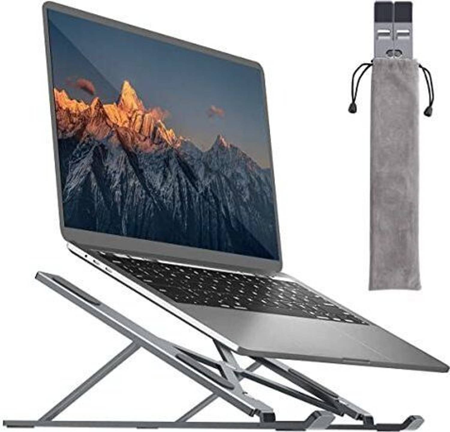 ABlue Clipper LAPTOP STAND Laptop Stand Portable Foldable Anti Slip Design Aluminium Laptop Stand with Adjustable Height Compatible with Universal Laptops