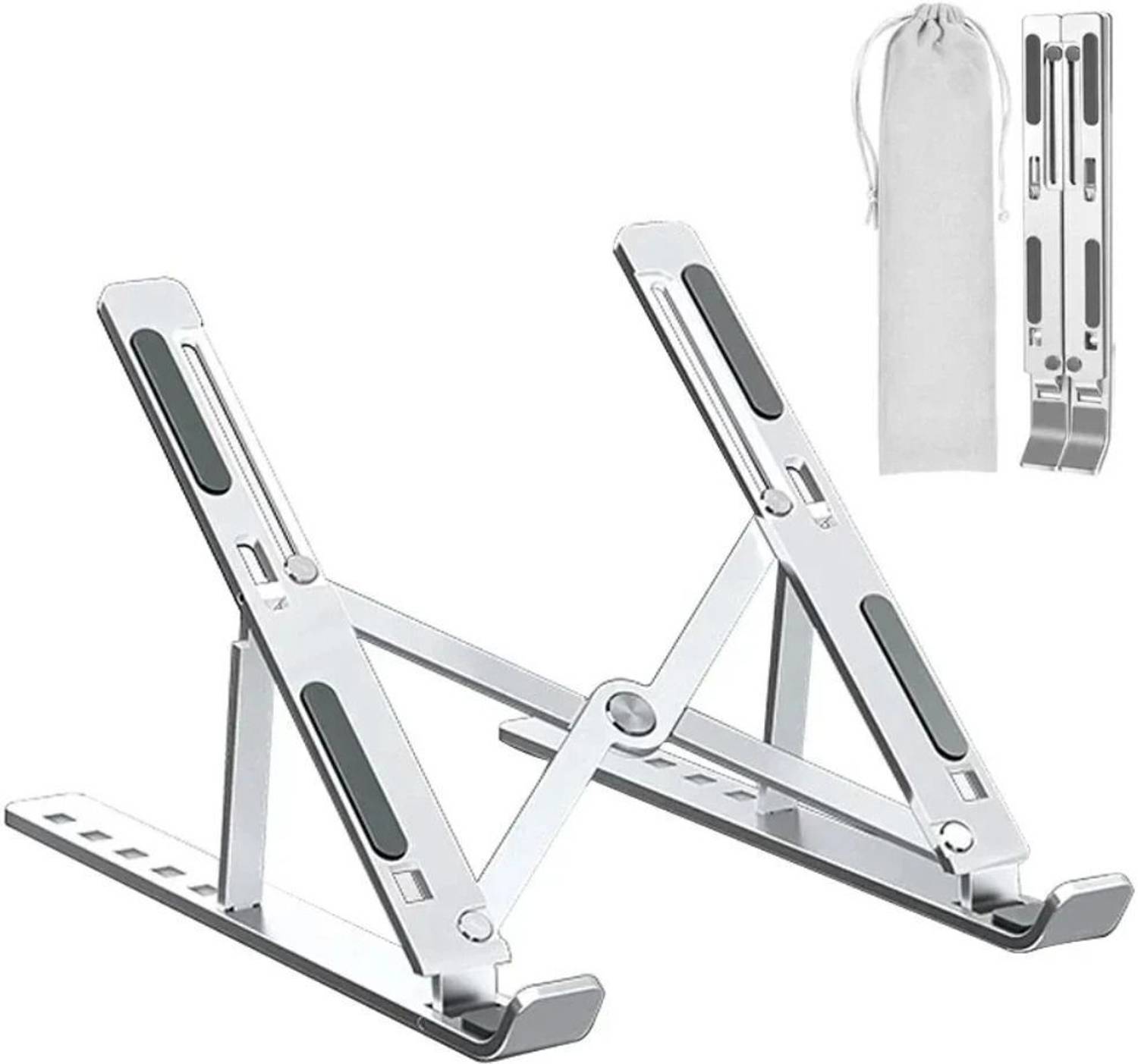 JTP Folding Height Adjustable Aluminium Foldable Portable Desktop Holder Riser Aluminium Laptop Stand with Adjustable Height Compatible with 36 - 39cm Laptops