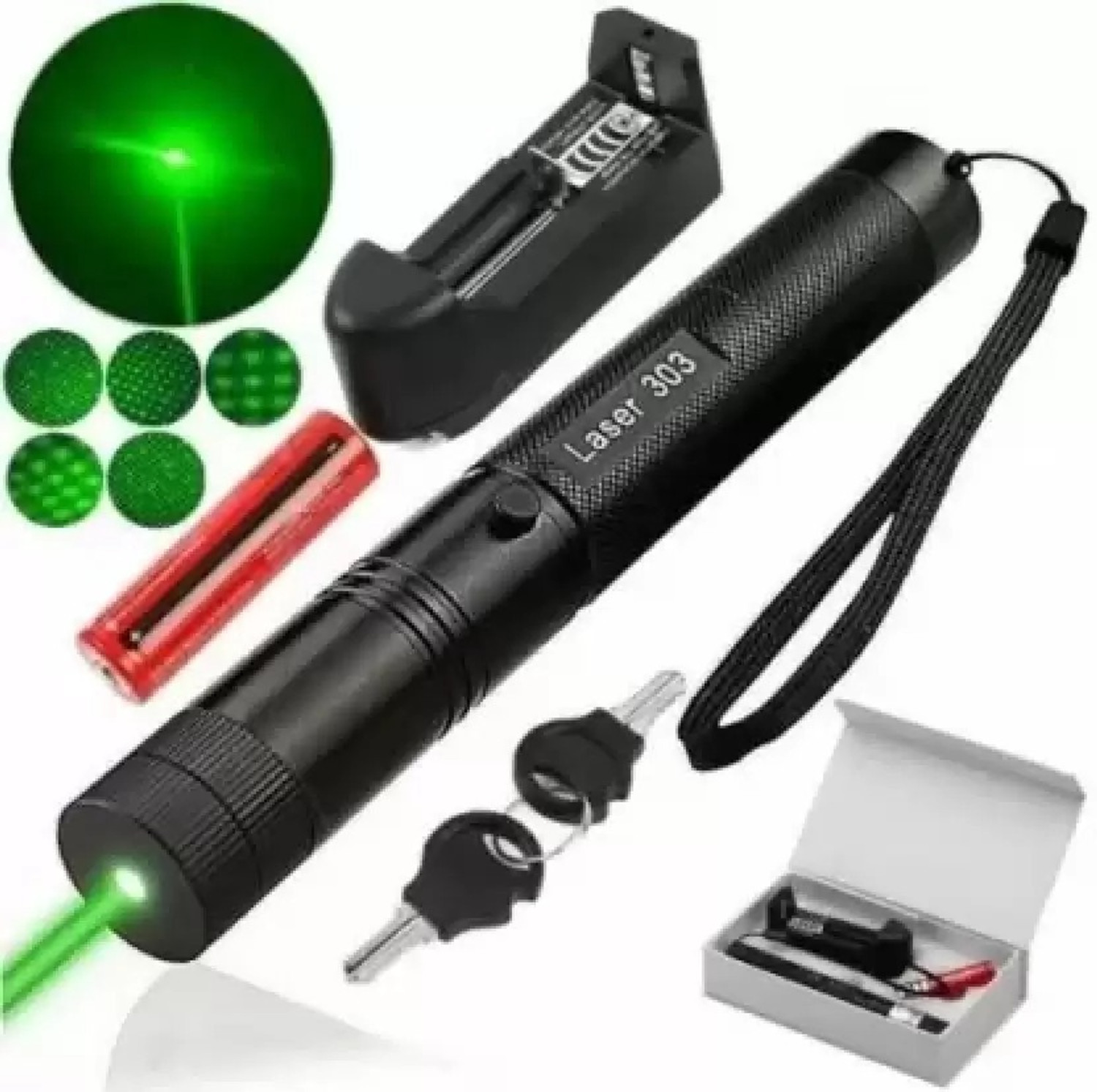Image of HALOZA Rechargeable Green Laser Pointer Party Pen Disco Light 5 Mile + Battery Disco