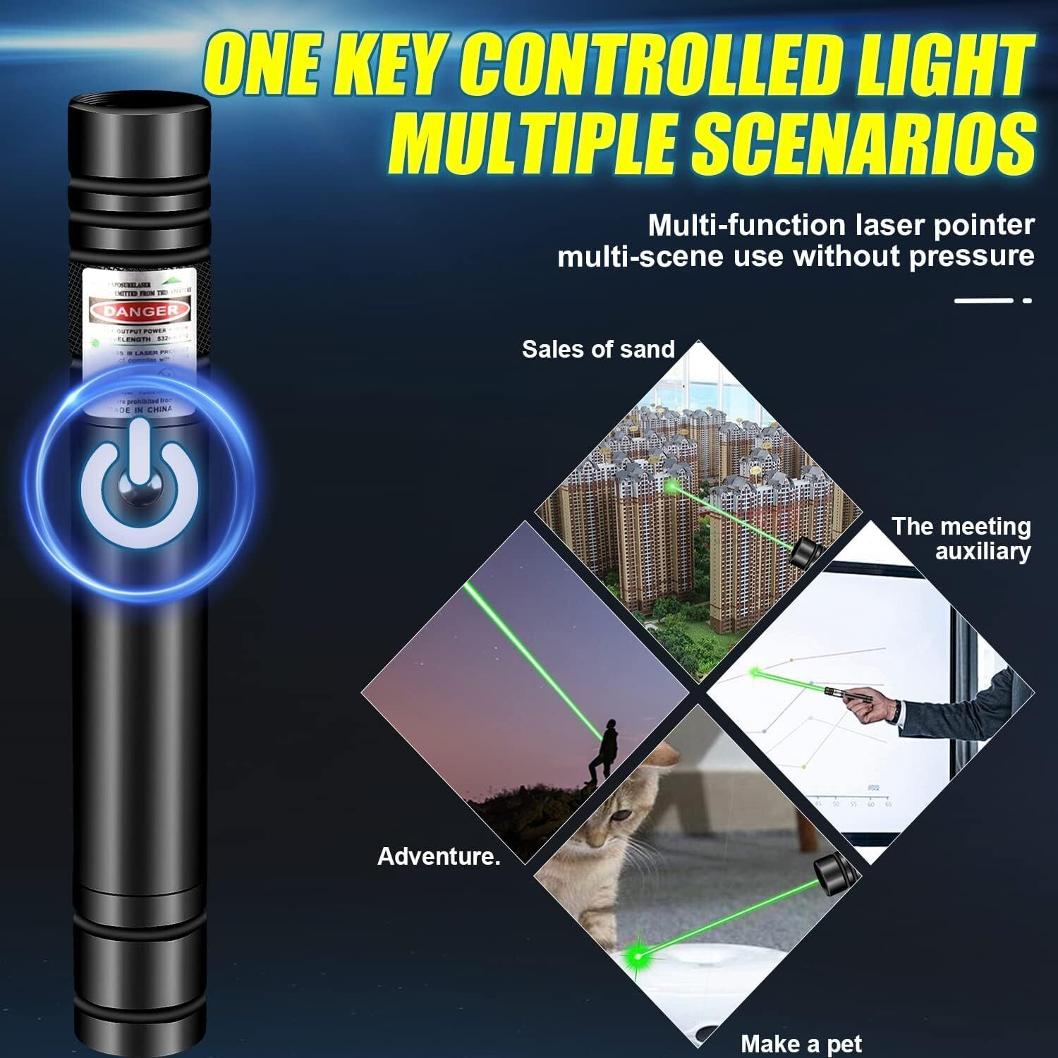 Image of HALOZA Rechargeable Green Laser Pointer Party Pen Disco Light 5 Mile + Battery Disco