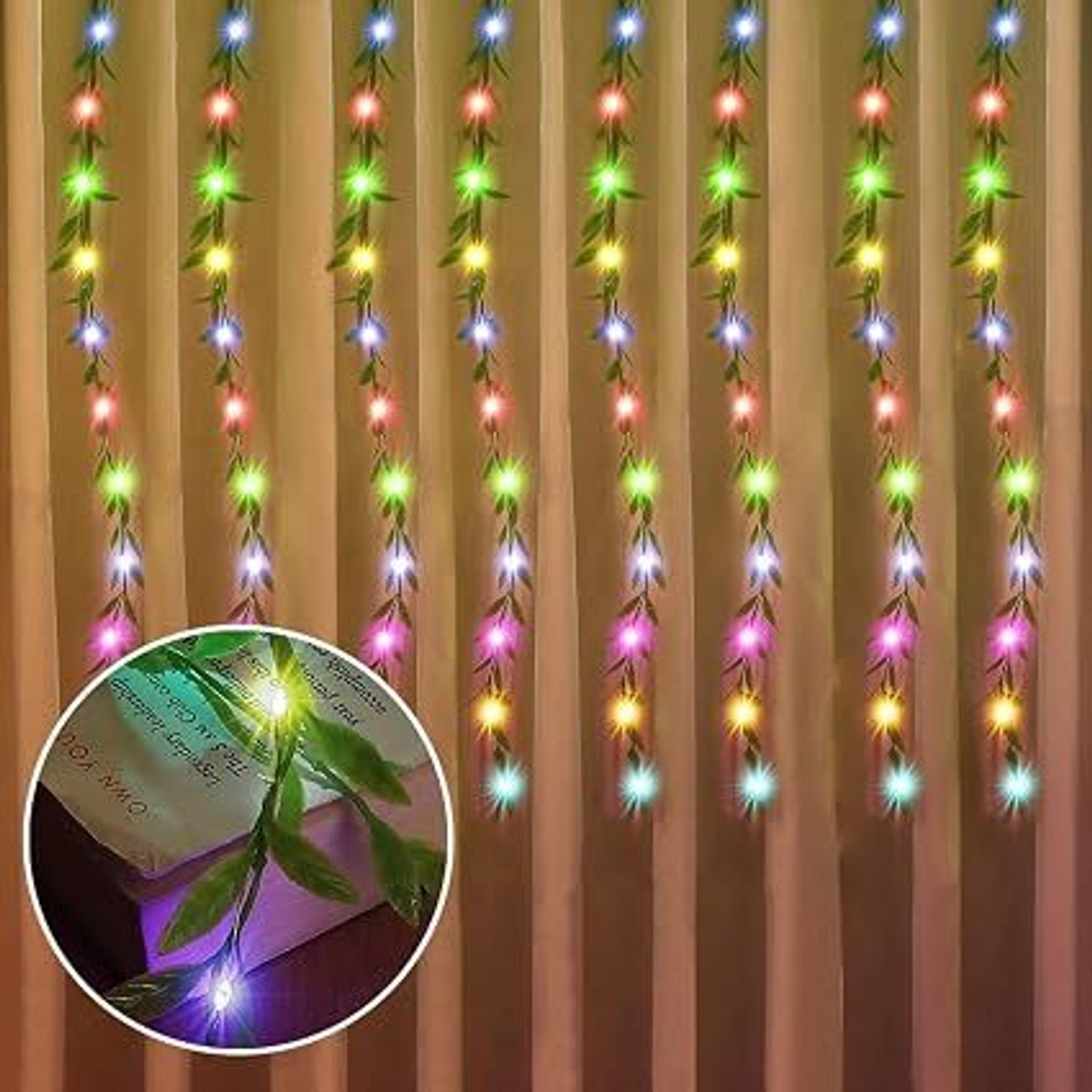 Image of Hivixa 406 LEAF LED MULTI COLOUR CURTAIN (450 nm, Green)
