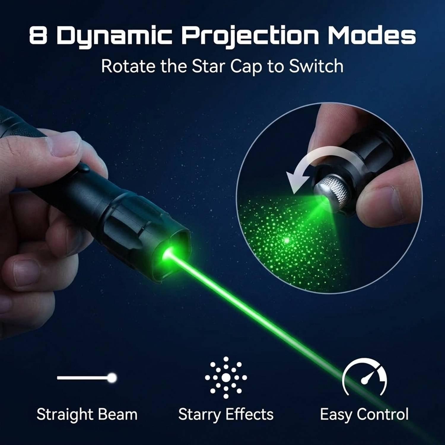 Zomei Green Laser Pointer 8 Mode USB Rechargeable - Image 3