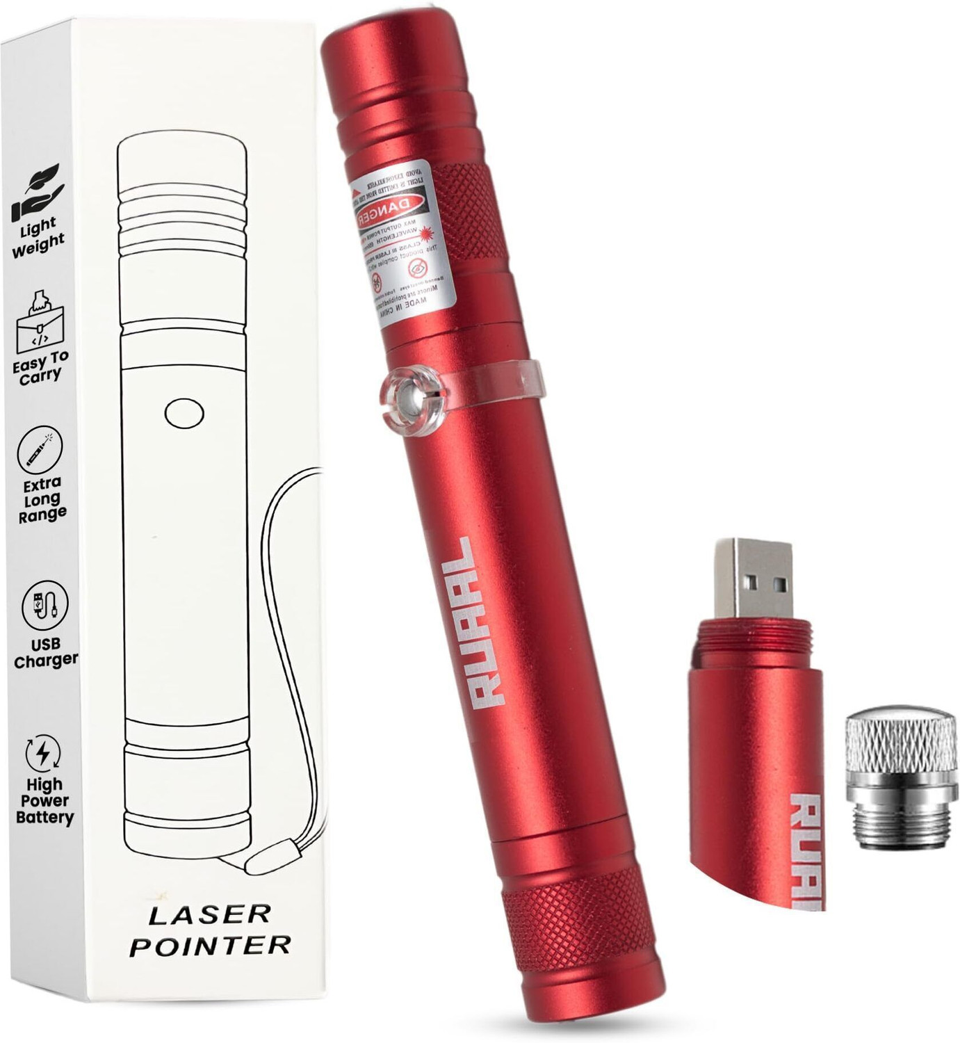 Image of RUAAL Laser Pointer High Power| USB Rechargeable Laser Light Pen pointer