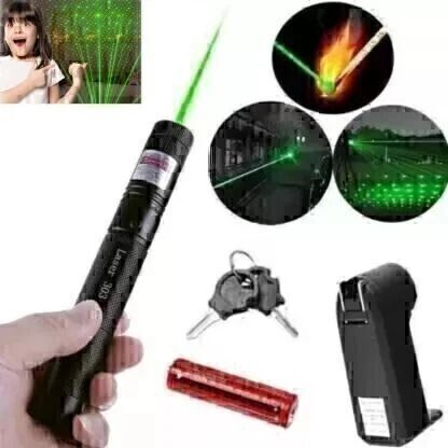 Image of Justakeit Green Laser Light Powerful with Rechargeable Battery and Charger Laser Light
