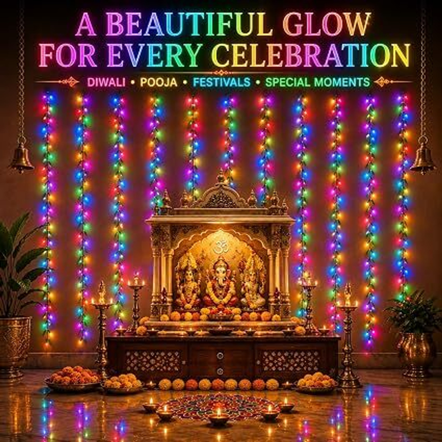 Image of Hivixa 406 LEAF LED MULTI COLOUR CURTAIN (450 nm, Green)