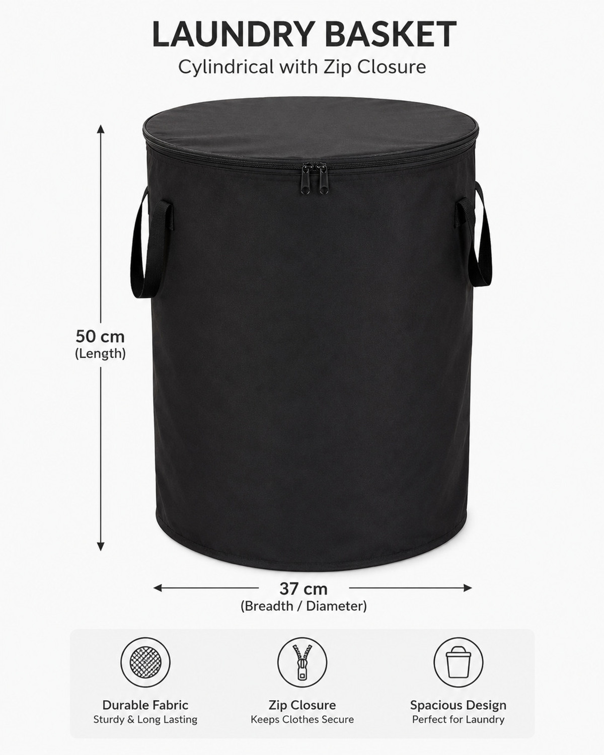 Image of JoyeCrafts 55 L Black Laundry Bag