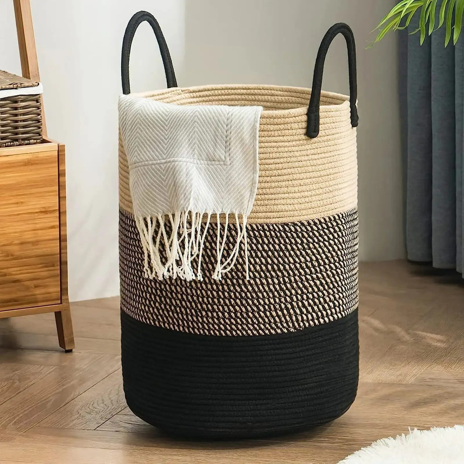Image of FREEDOO 72 L Black, White Laundry Basket