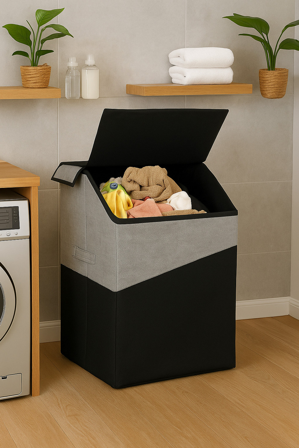 Image of Flipkart SmartBuy 70 L Black, Grey Laundry Basket