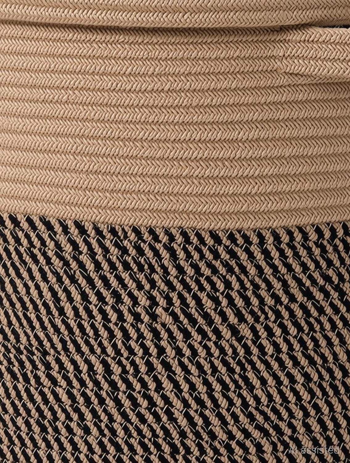 Image of ApnaCartStore Cotton, Jute Beige Black (12x14 inches) Storage Basket