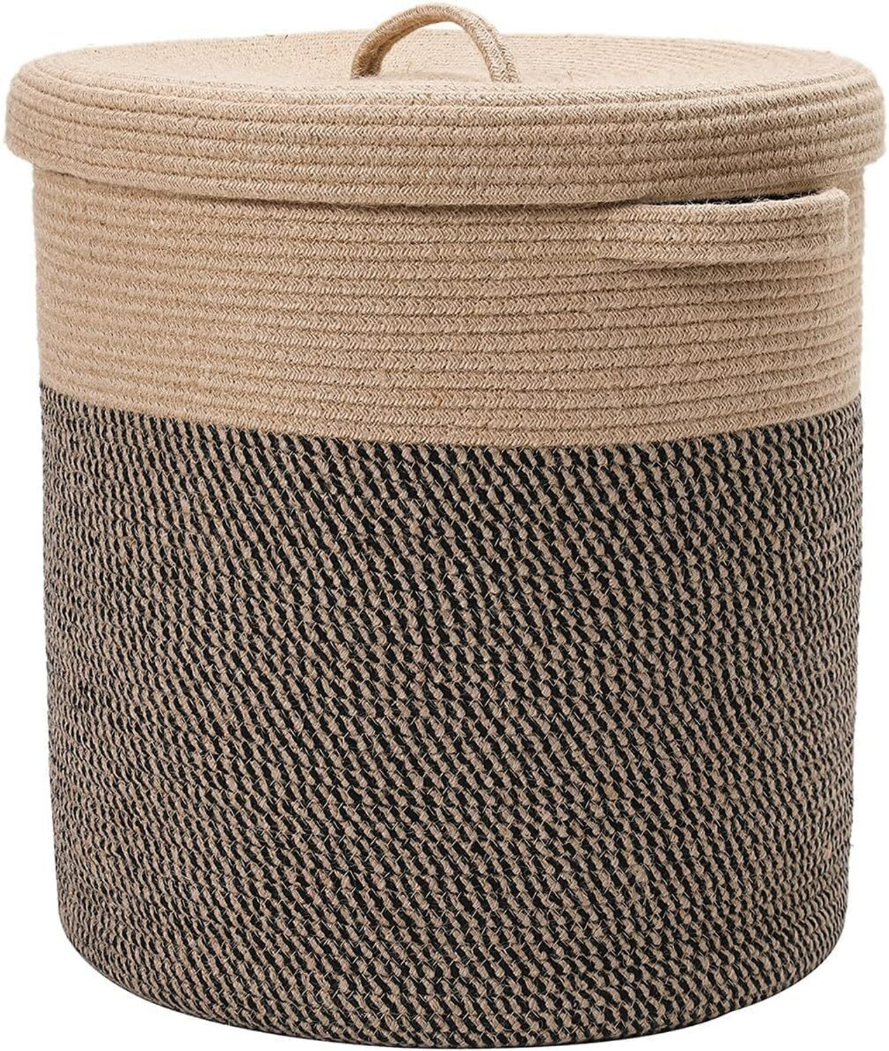 Image of ApnaCartStore Cotton, Jute Beige Black (12x14 inches) Storage Basket